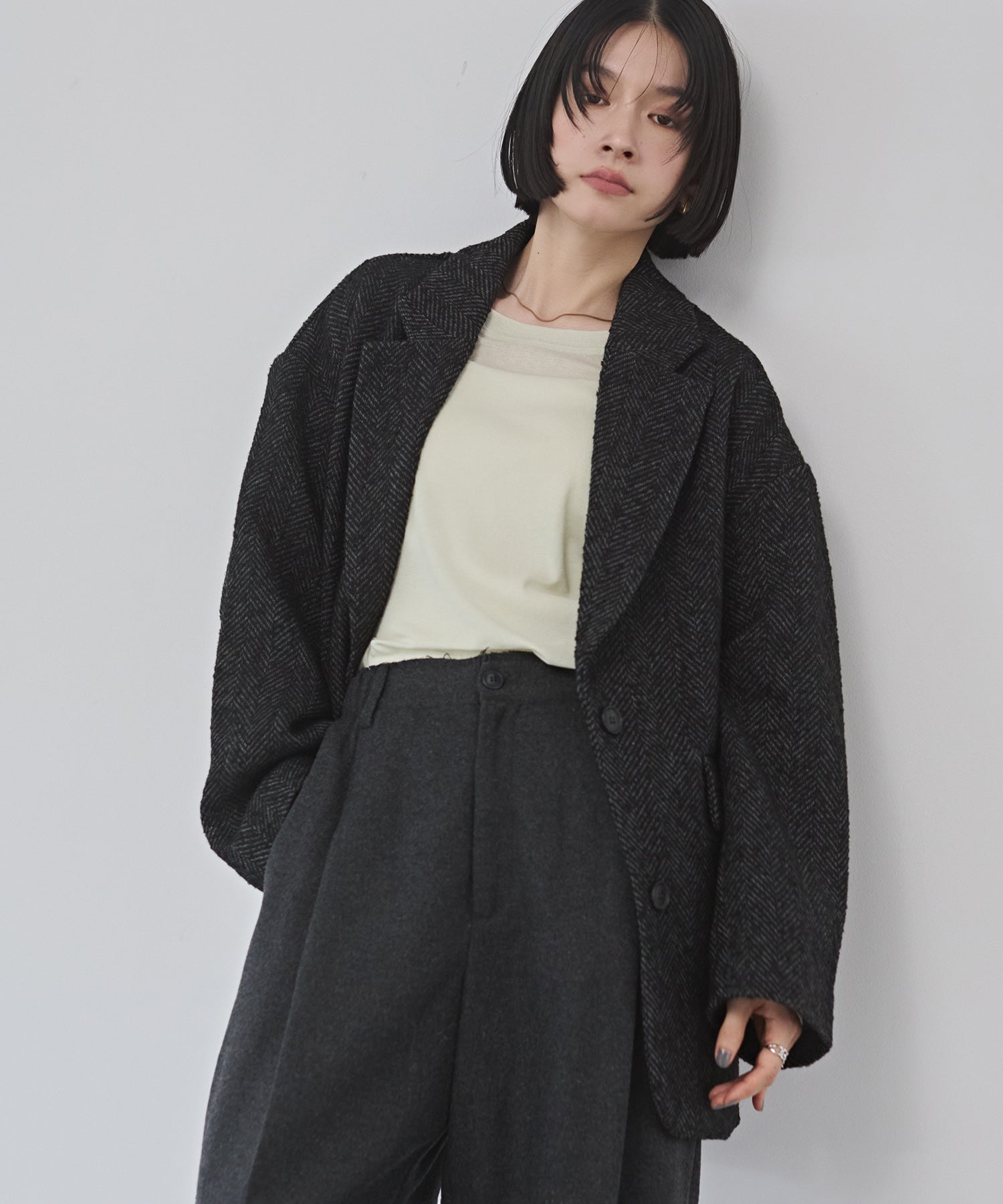 ヘリンボーン ジャケットコート