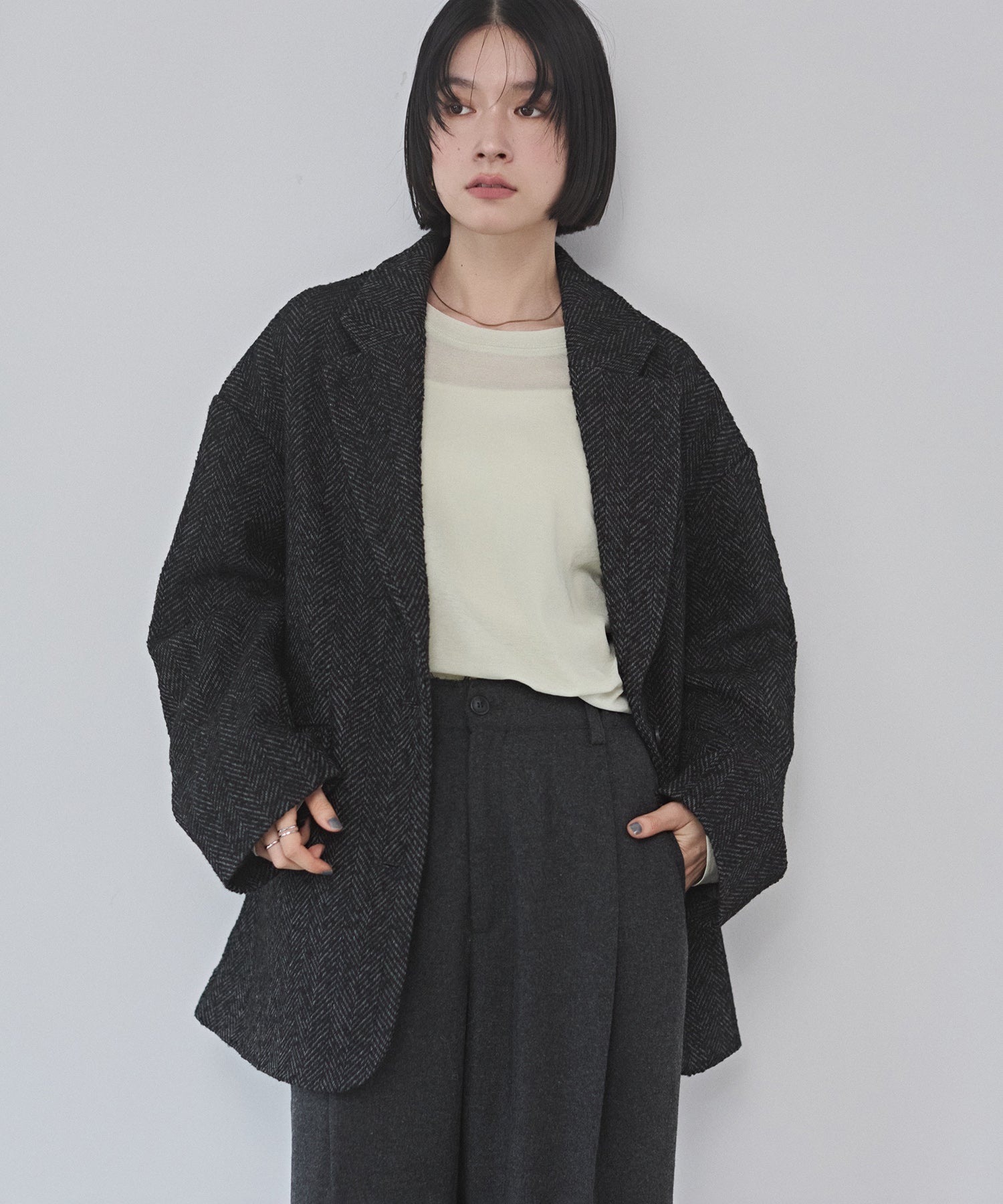 ヘリンボーン ジャケットコート