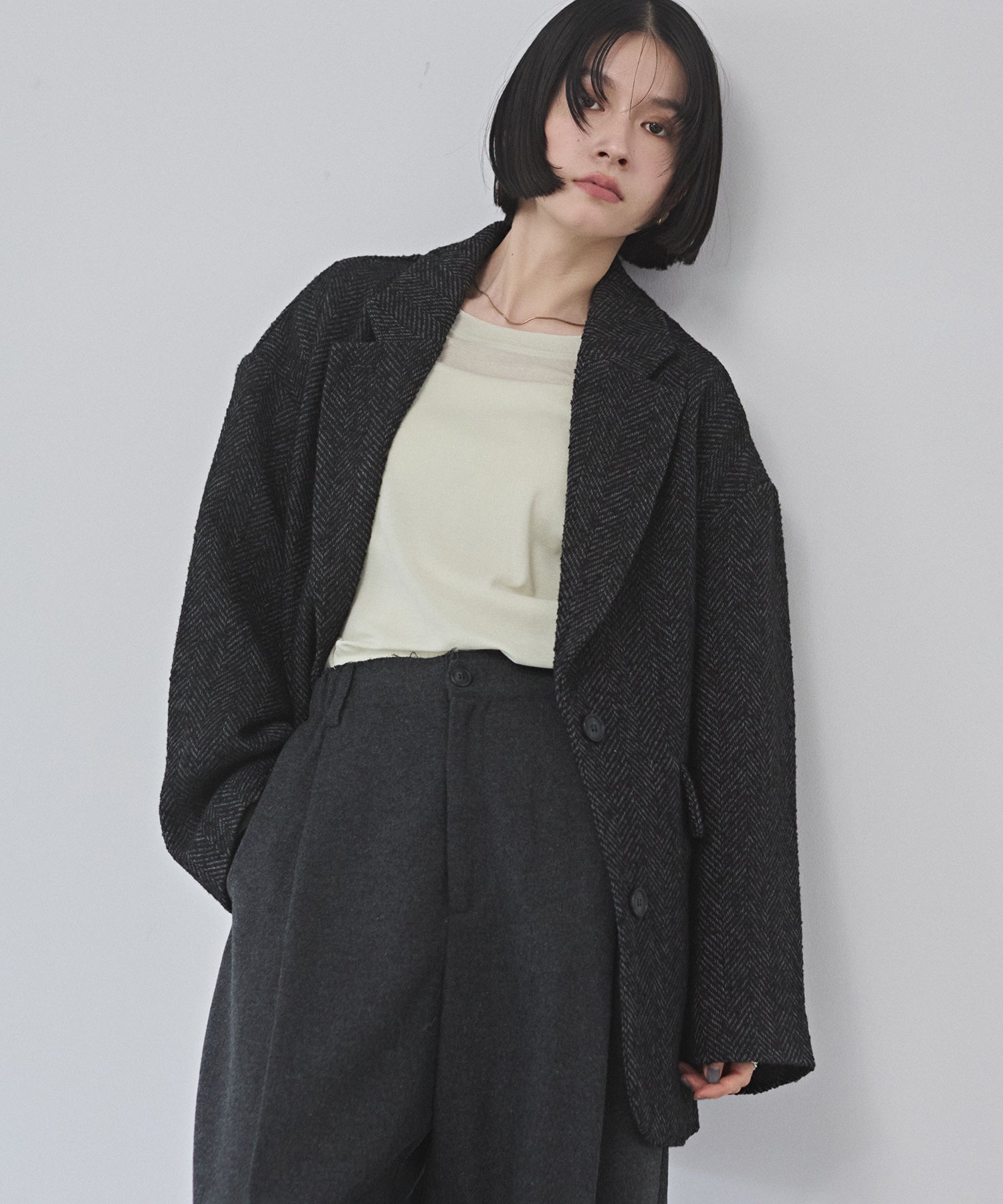 ヘリンボーン ジャケットコート