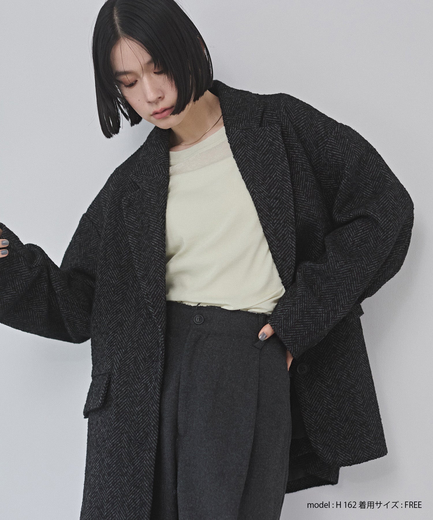 ヘリンボーン ジャケットコート