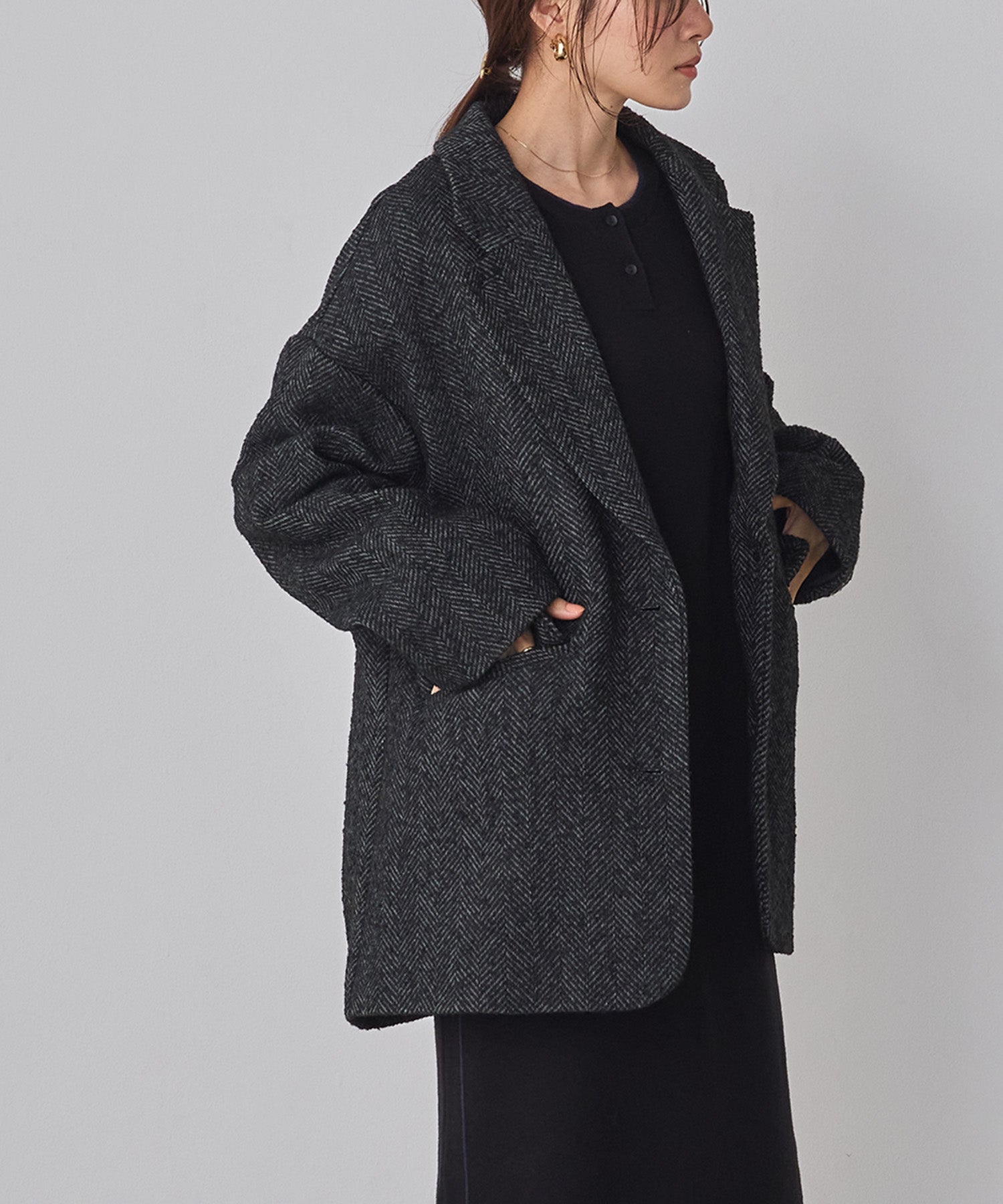 HERRINGBONE JACKET COAT