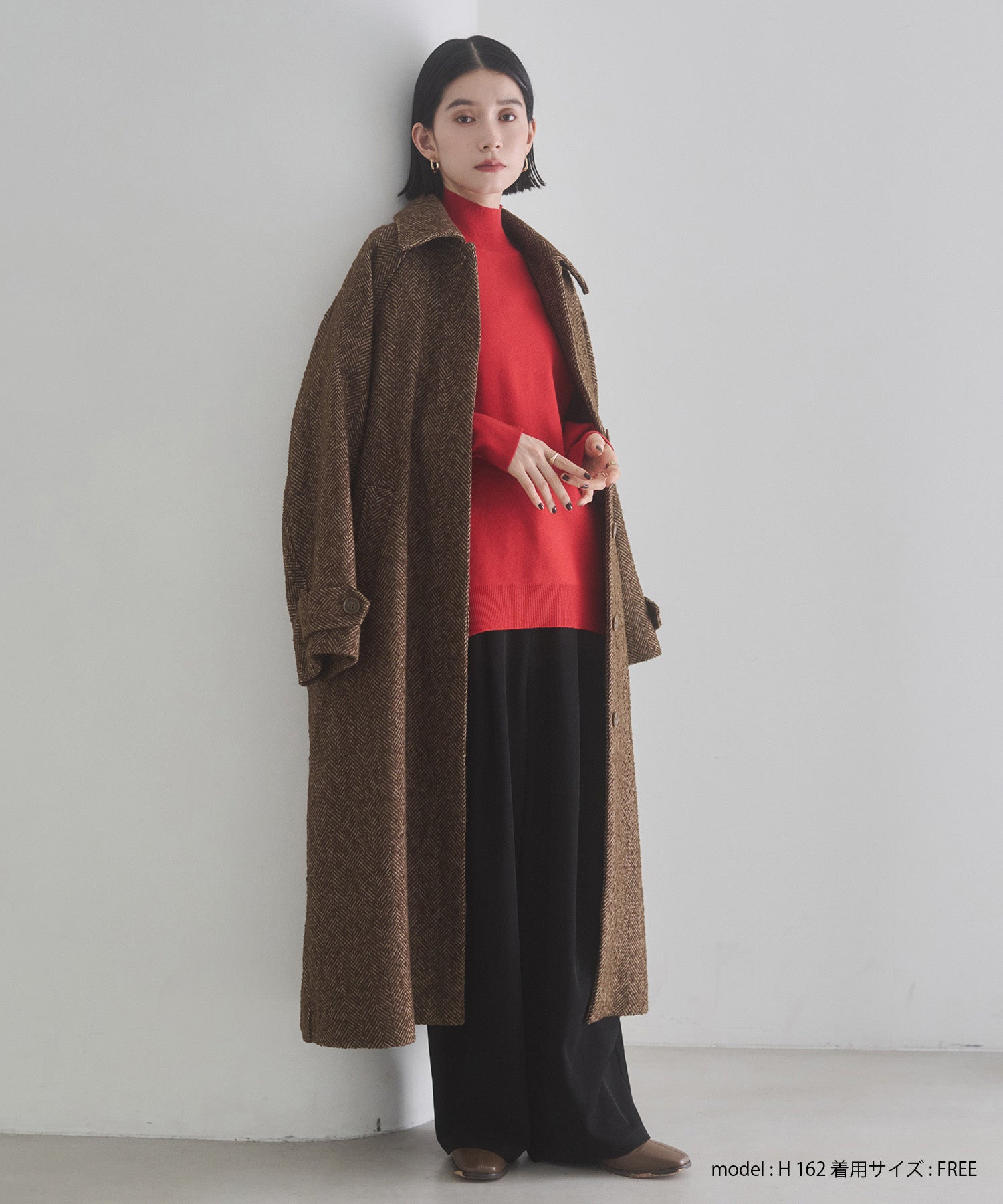 ヘリンボーン ステンカラーコート