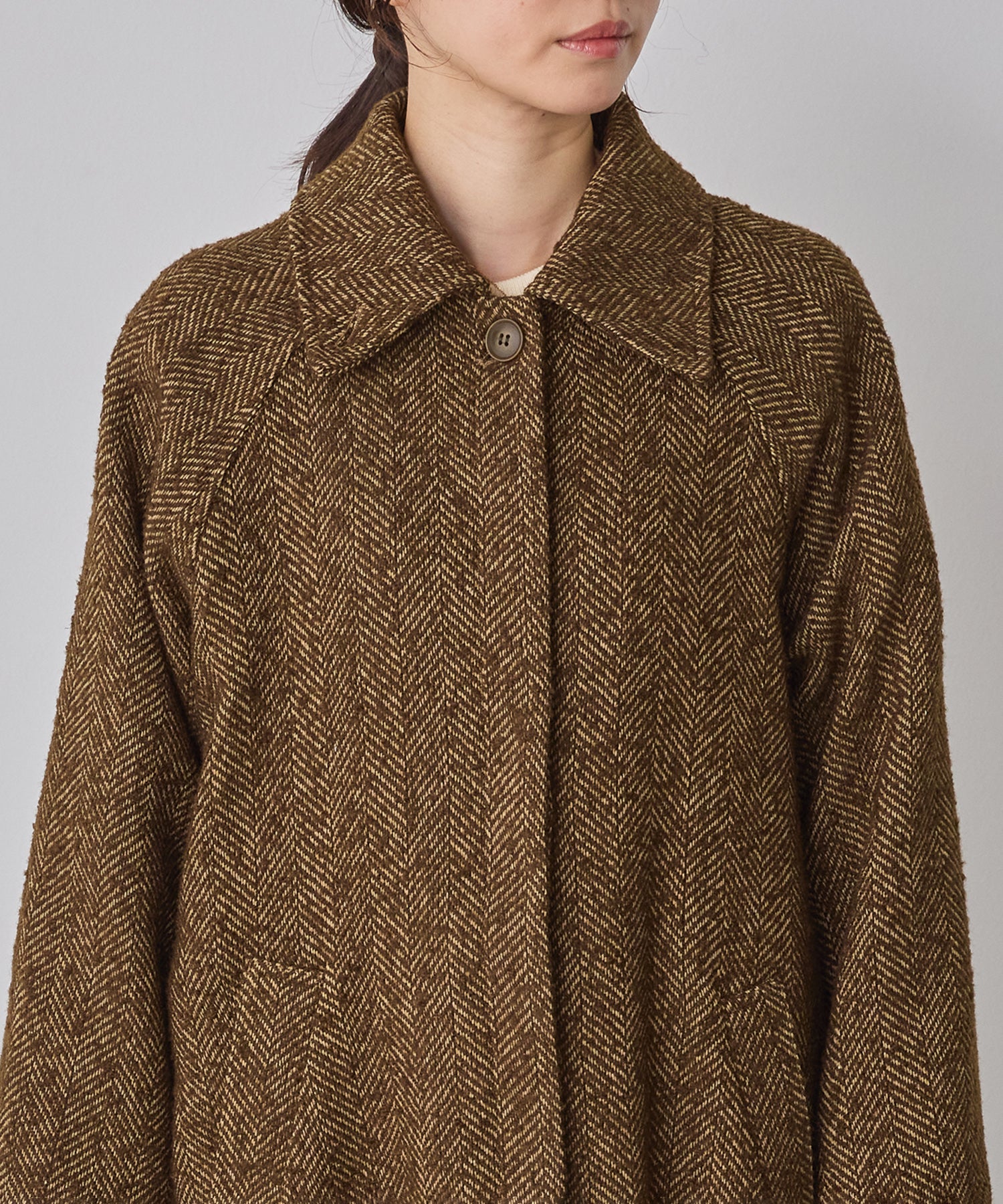 ヘリンボーン ステンカラーコート