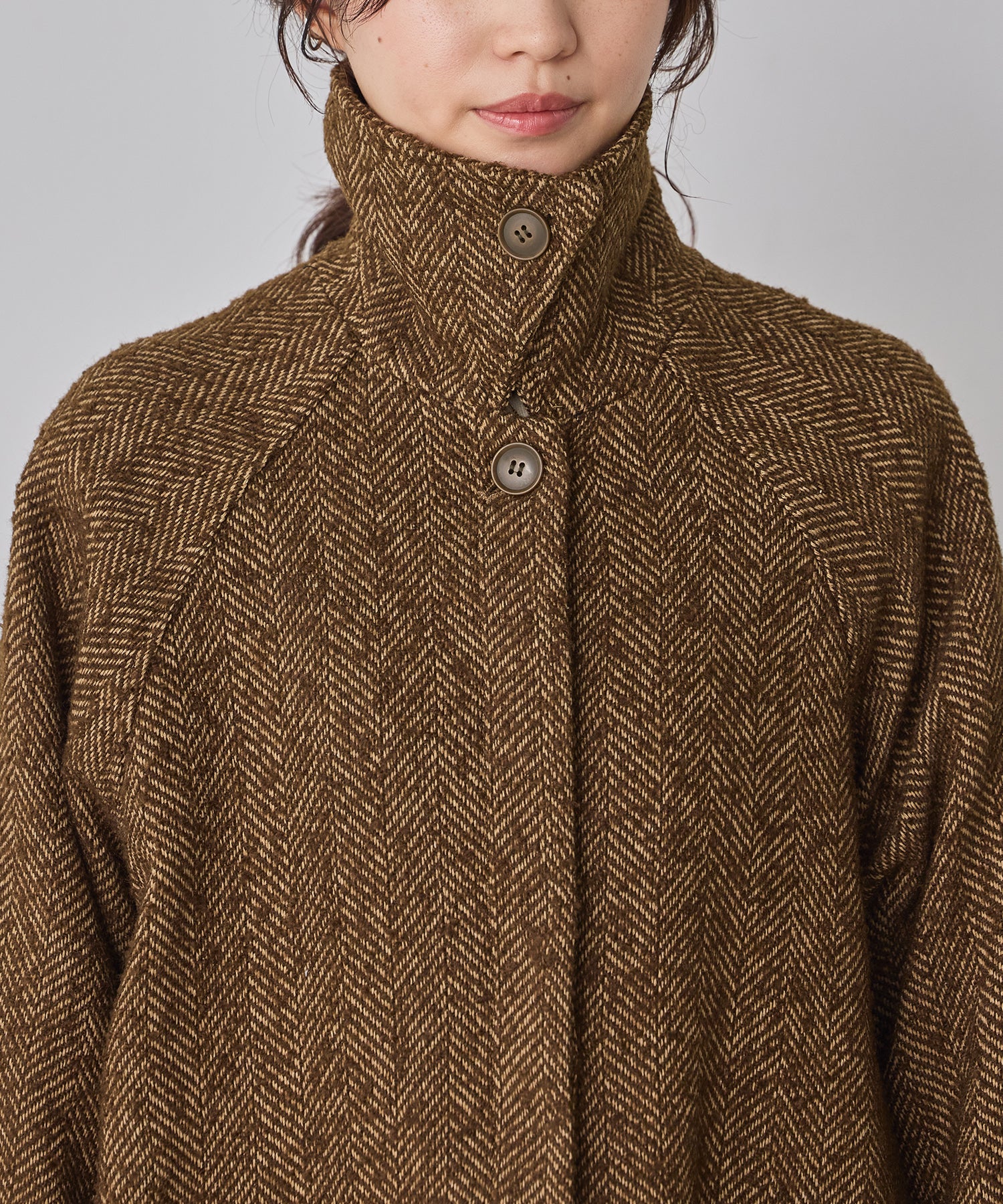 ヘリンボーン ステンカラーコート