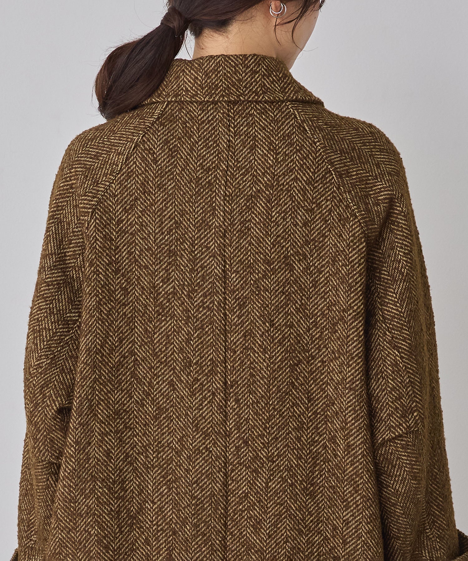 ヘリンボーン ステンカラーコート