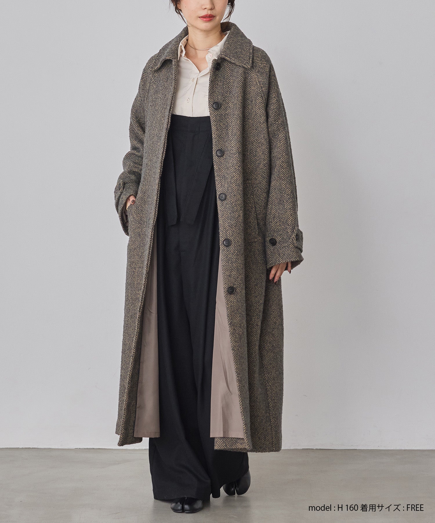 ヘリンボーン ステンカラーコート