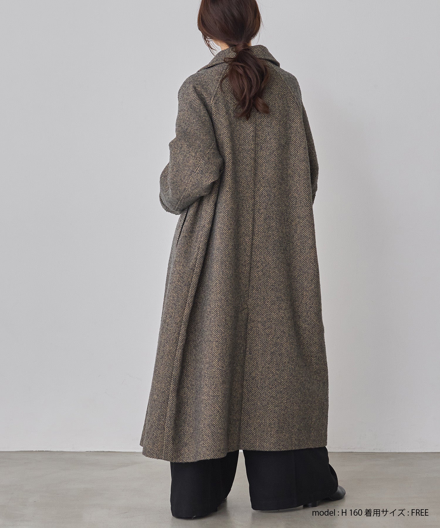 ヘリンボーン ステンカラーコート