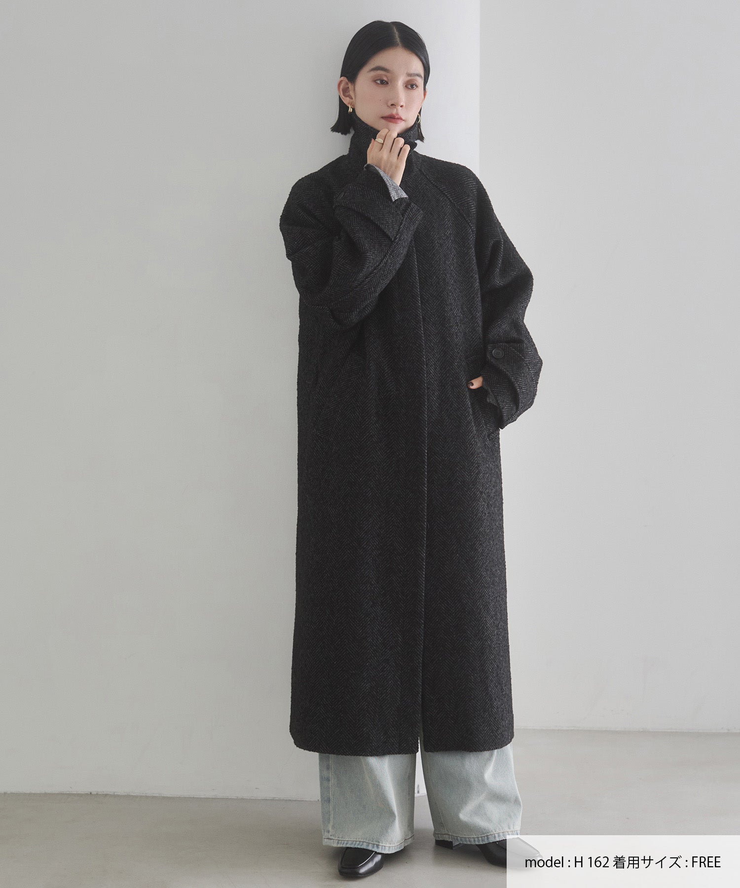 美品 MANTECO WOOLTEN ステンカラーコート ヘリンボーン 完売 ヘリンボーン ステンカラーコート