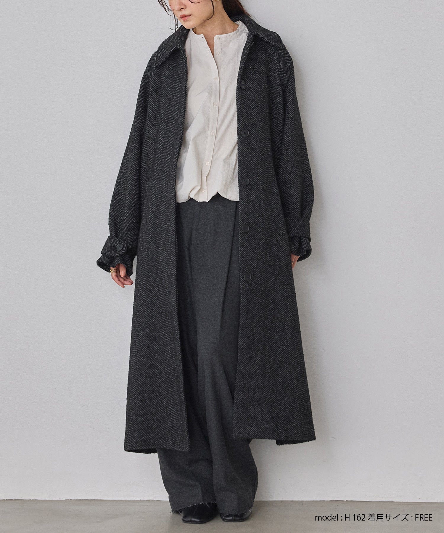 ヘリンボーン ステンカラーコート
