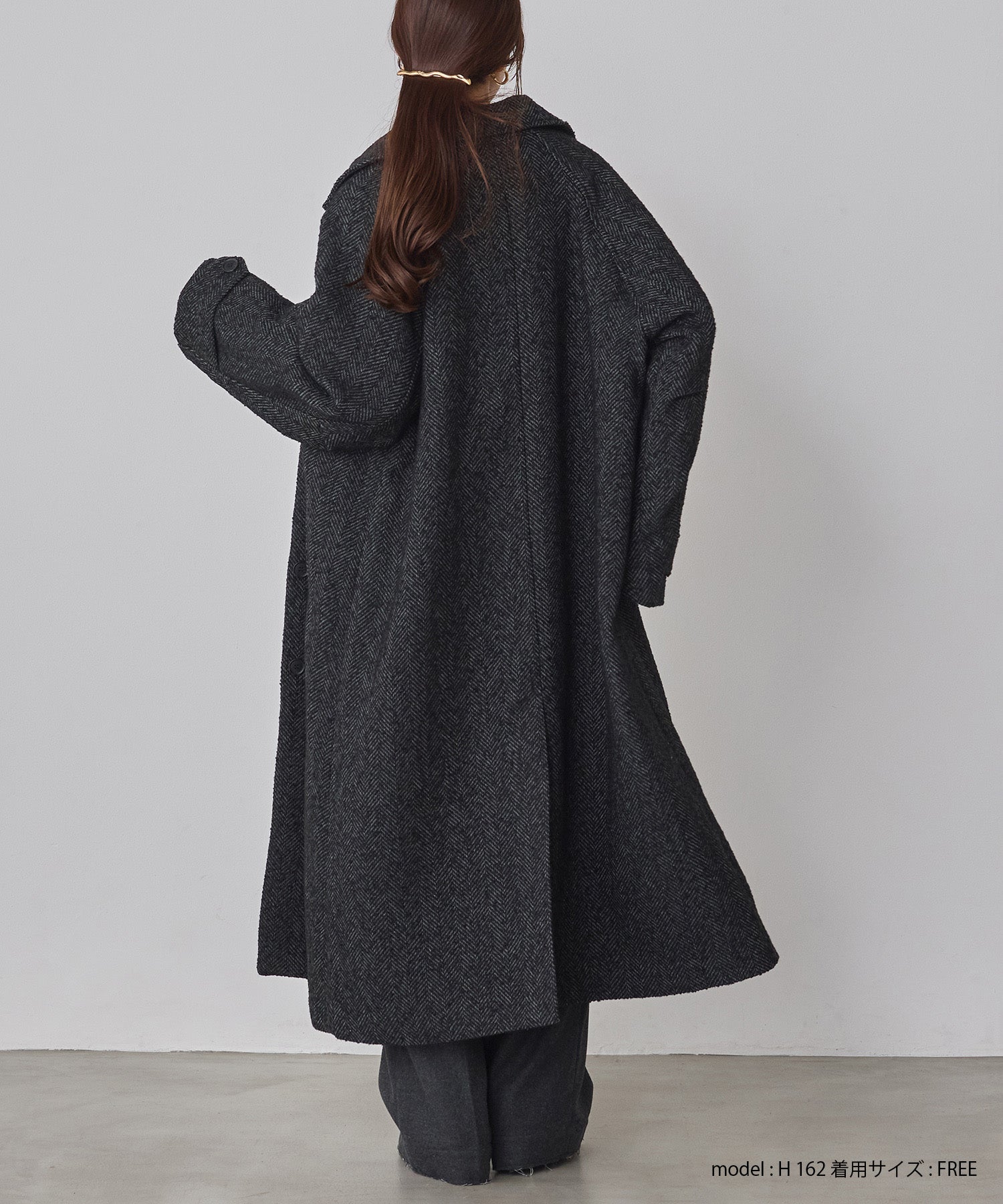 ヘリンボーン ステンカラーコート