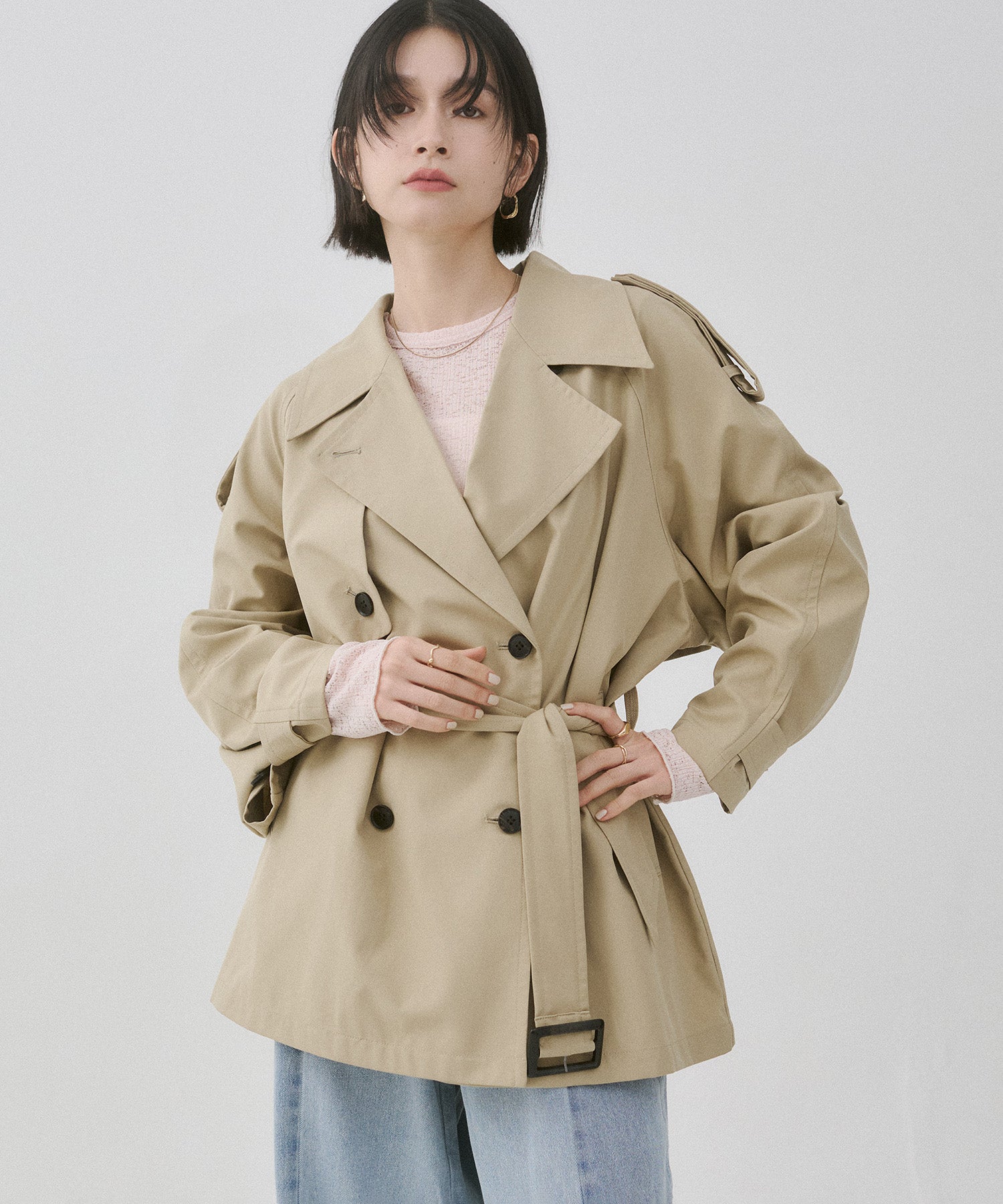 hunch ボンディング　ミディ丈トレンチコート BONDING MIDI TRENCH COAT