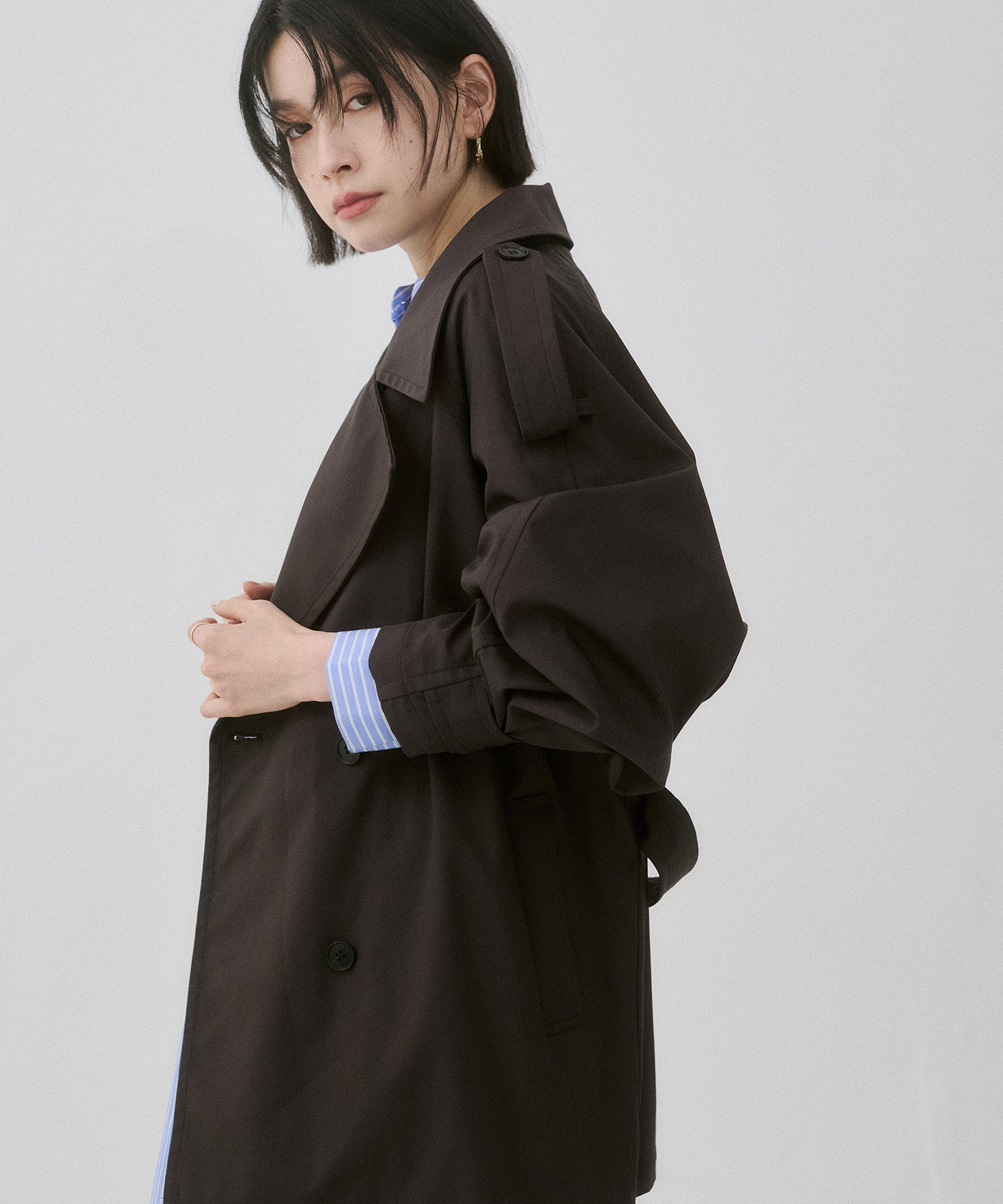 hunch ボンディング　ミディ丈トレンチコート BONDING MIDI TRENCH COAT