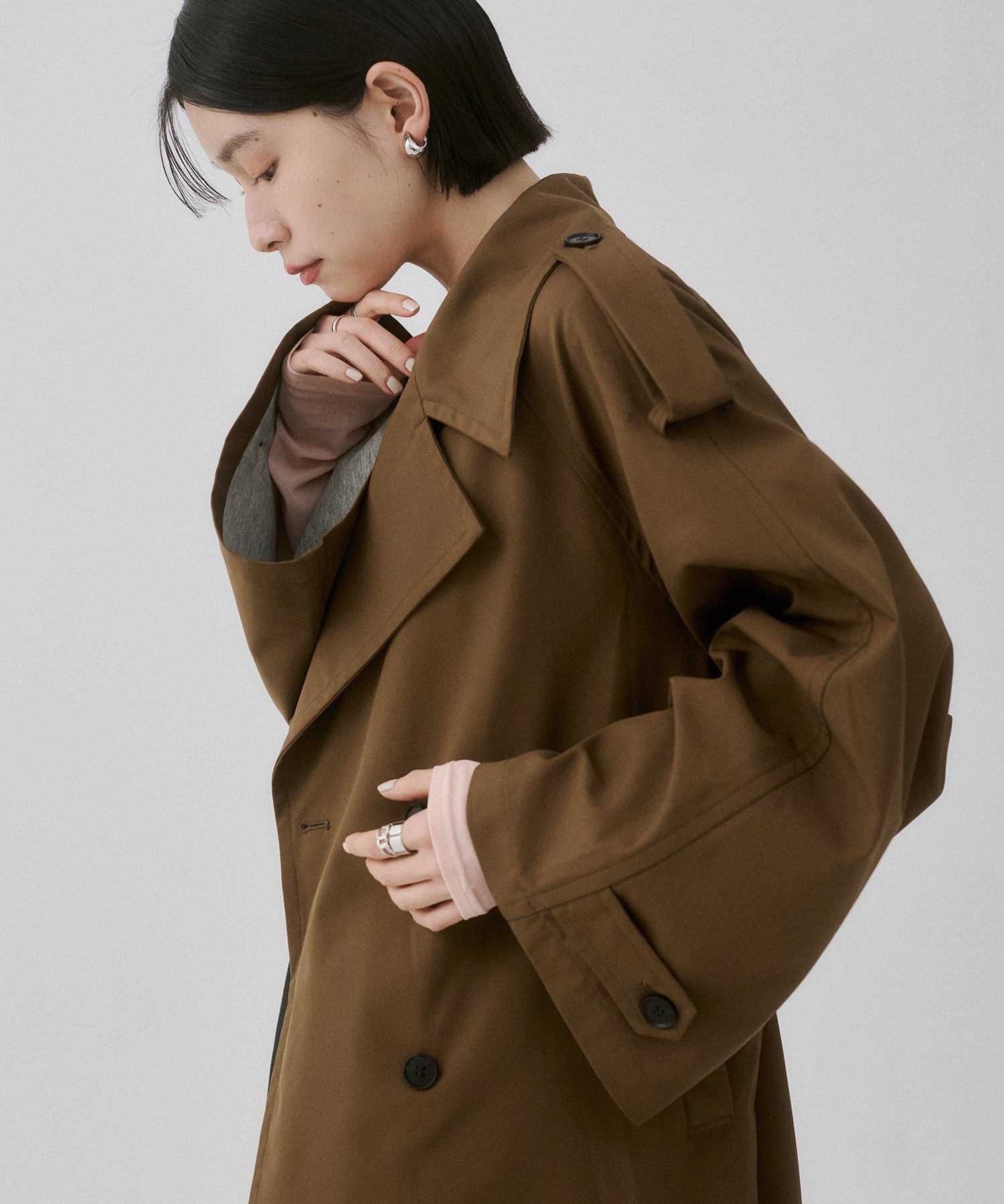 hunch ボンディング　ミディ丈トレンチコート BONDING MIDI TRENCH COAT