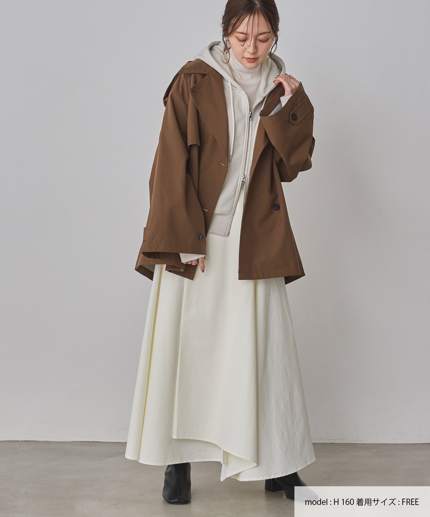 hunch ボンディング　ミディ丈トレンチコート BONDING MIDI TRENCH COAT