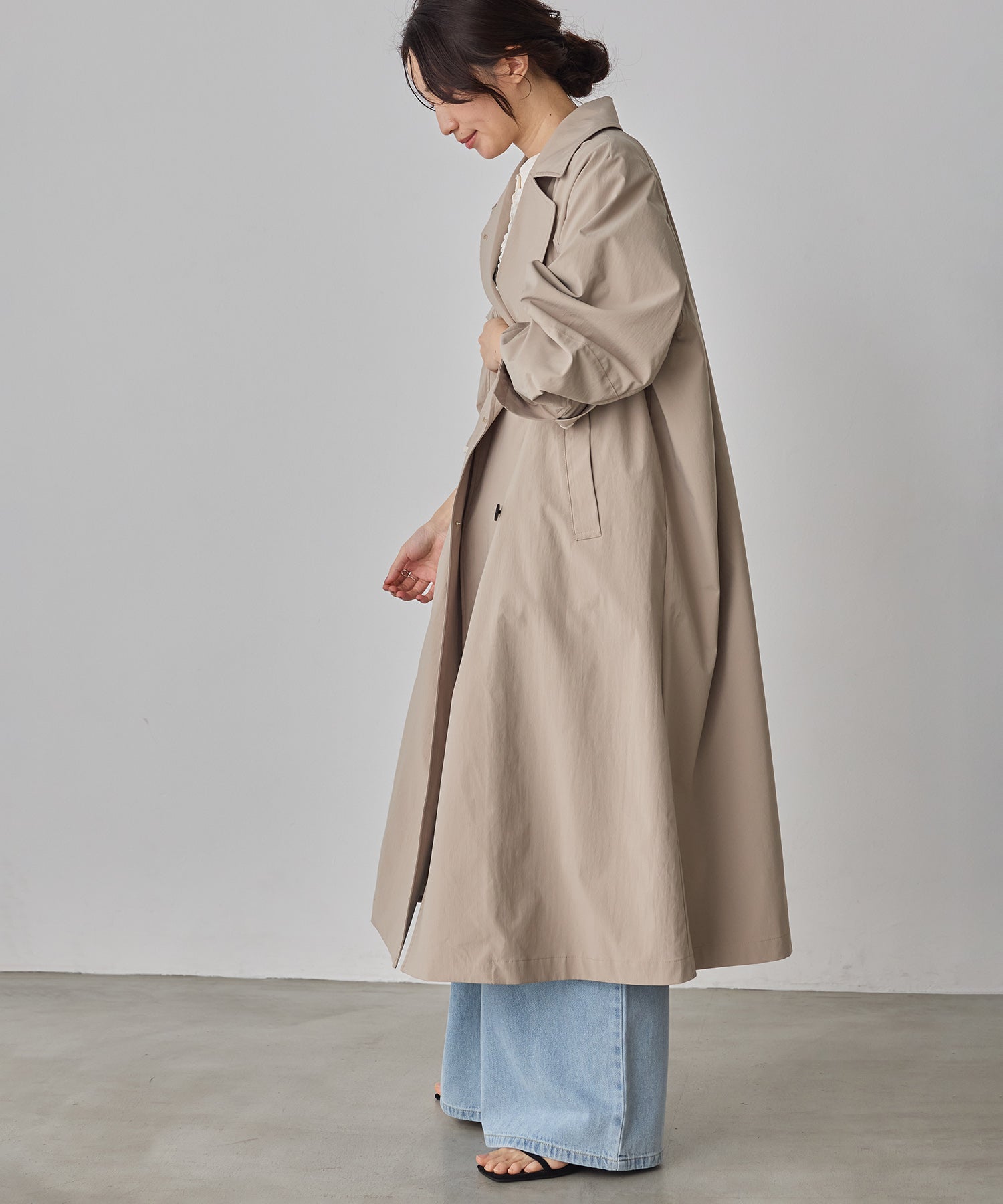 STRETCH POLYESTER TRENCH COAT