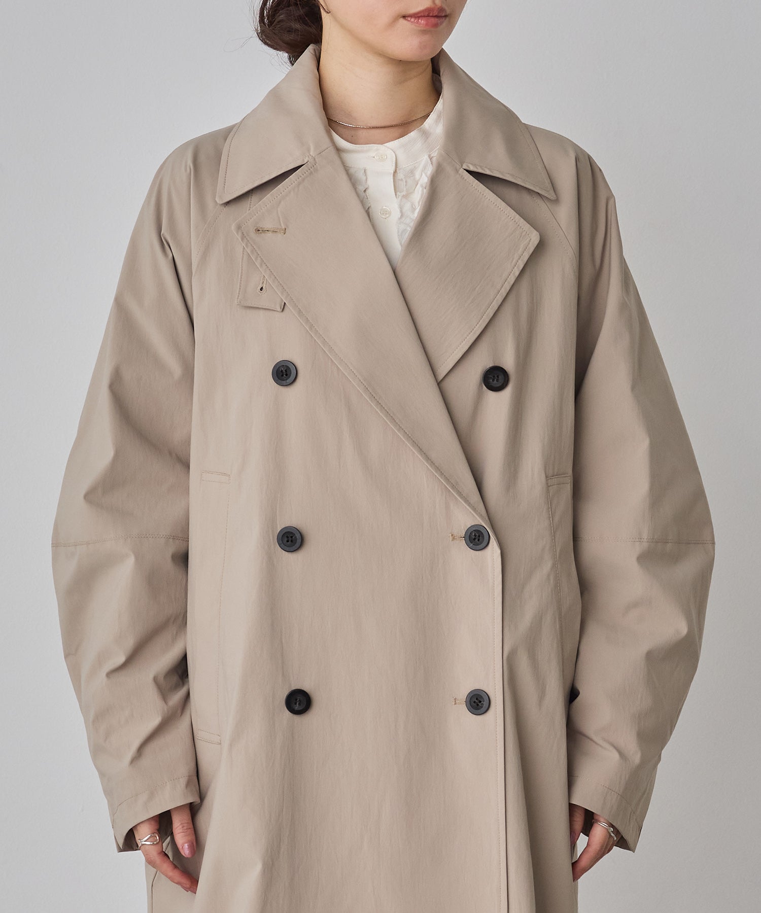 STRETCH POLYESTER TRENCH COAT