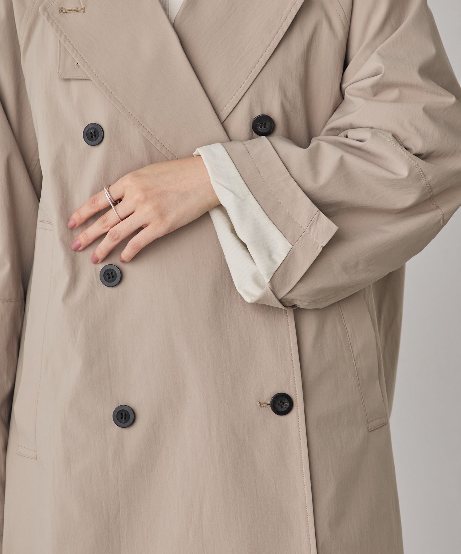 STRETCH POLYESTER TRENCH COAT