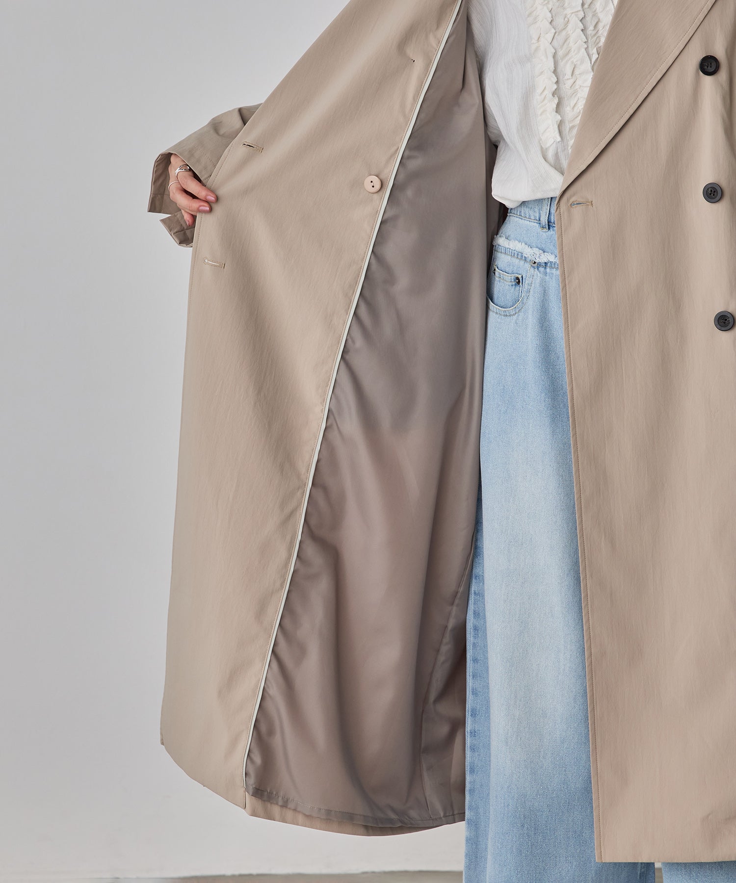 ストレッチポリエステル トレンチコート