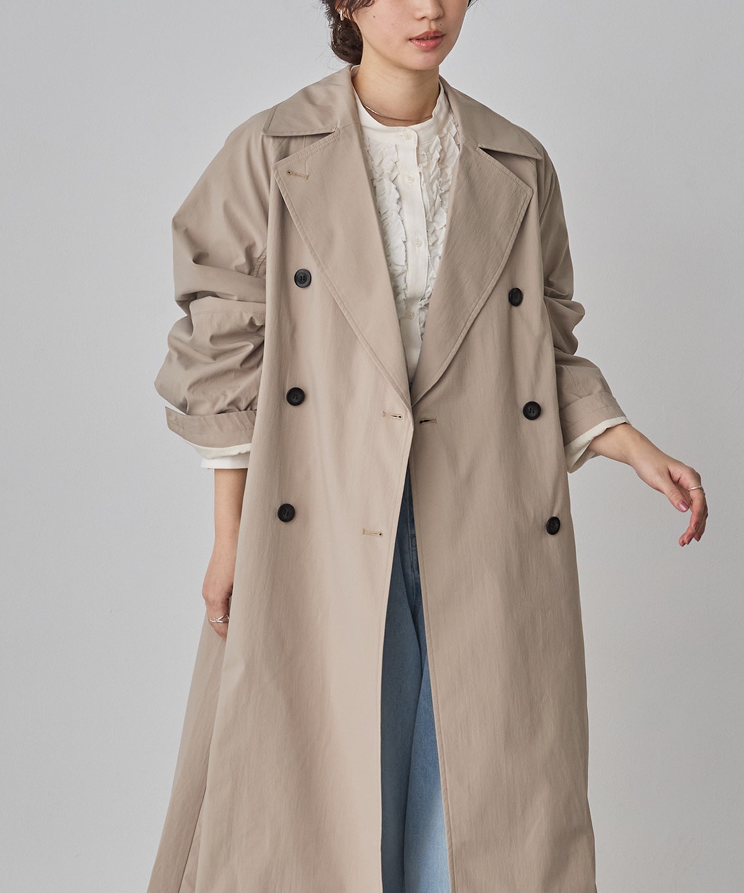 STRETCH POLYESTER TRENCH COAT