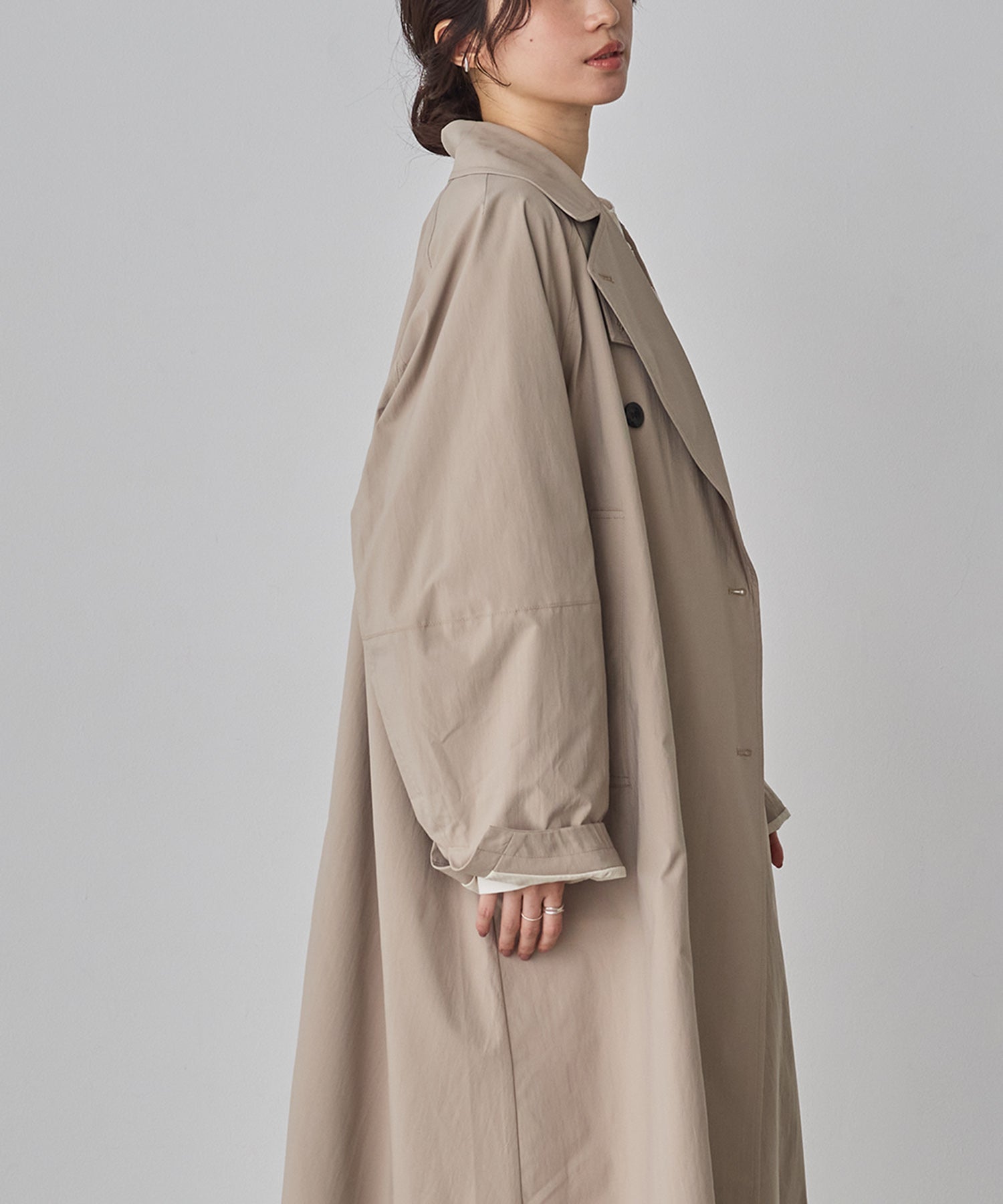 STRETCH POLYESTER TRENCH COAT