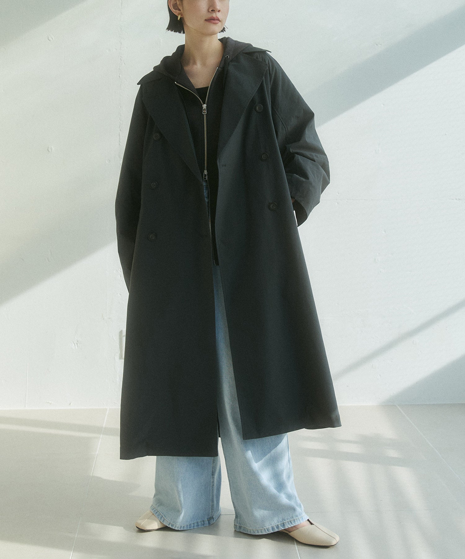 ストレッチポリエステル トレンチコート