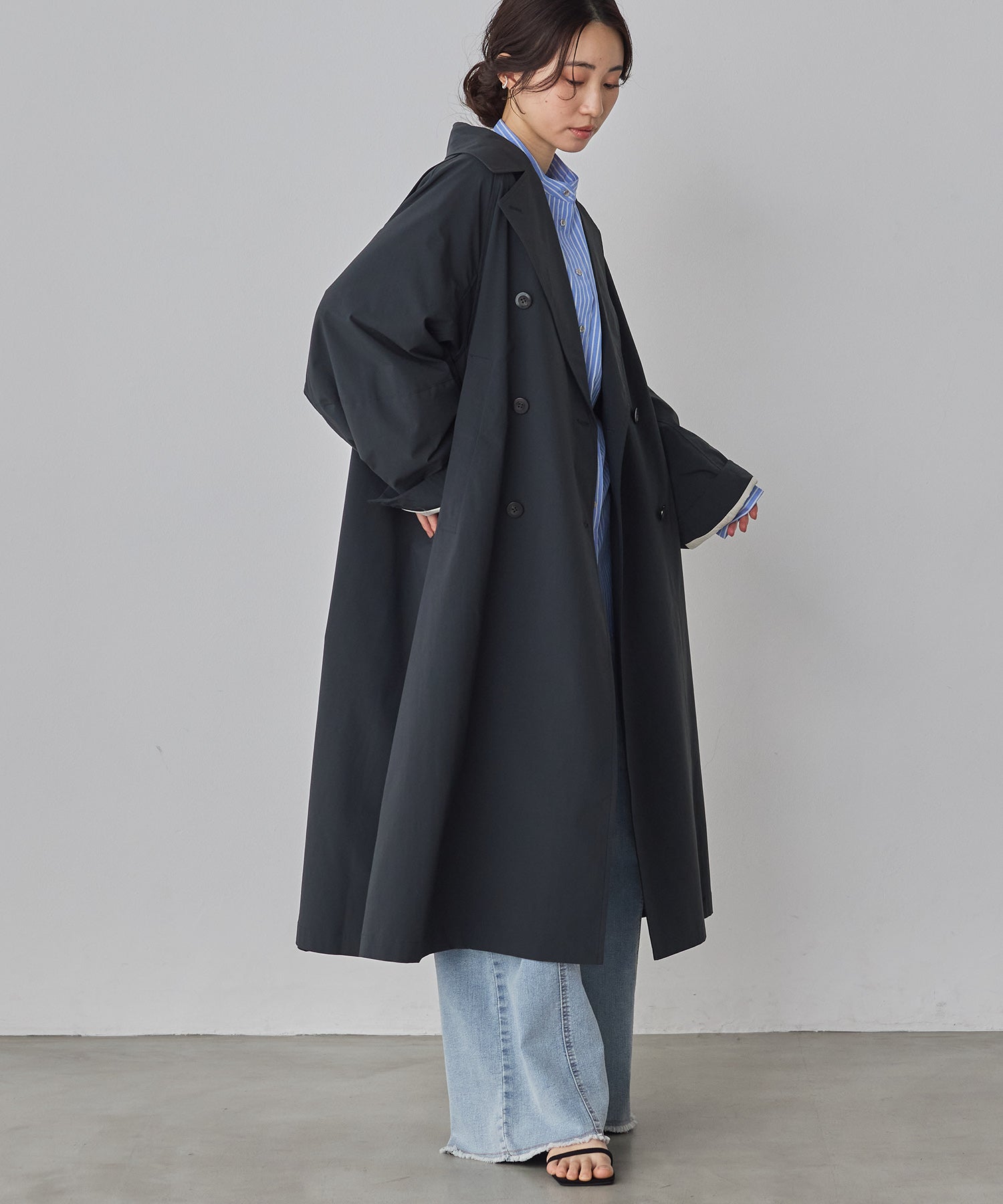 STRETCH POLYESTER TRENCH COAT