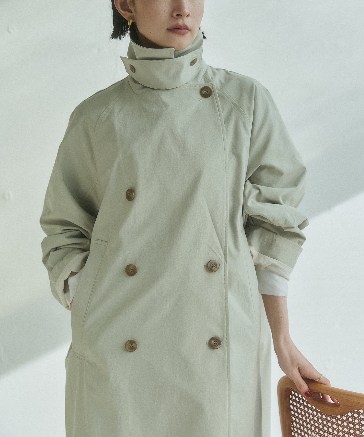 ストレッチポリエステル トレンチコート
