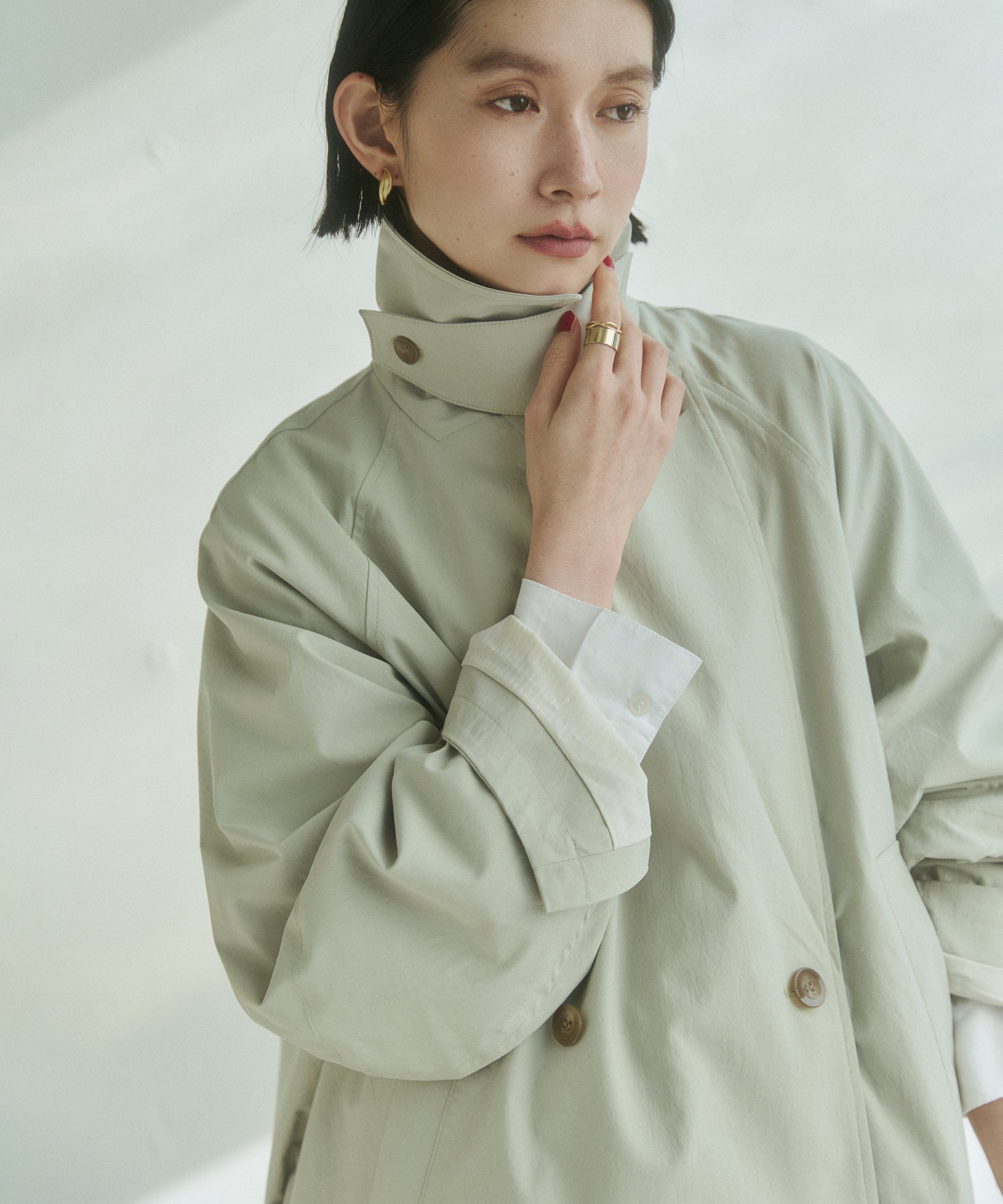 ストレッチポリエステル トレンチコート
