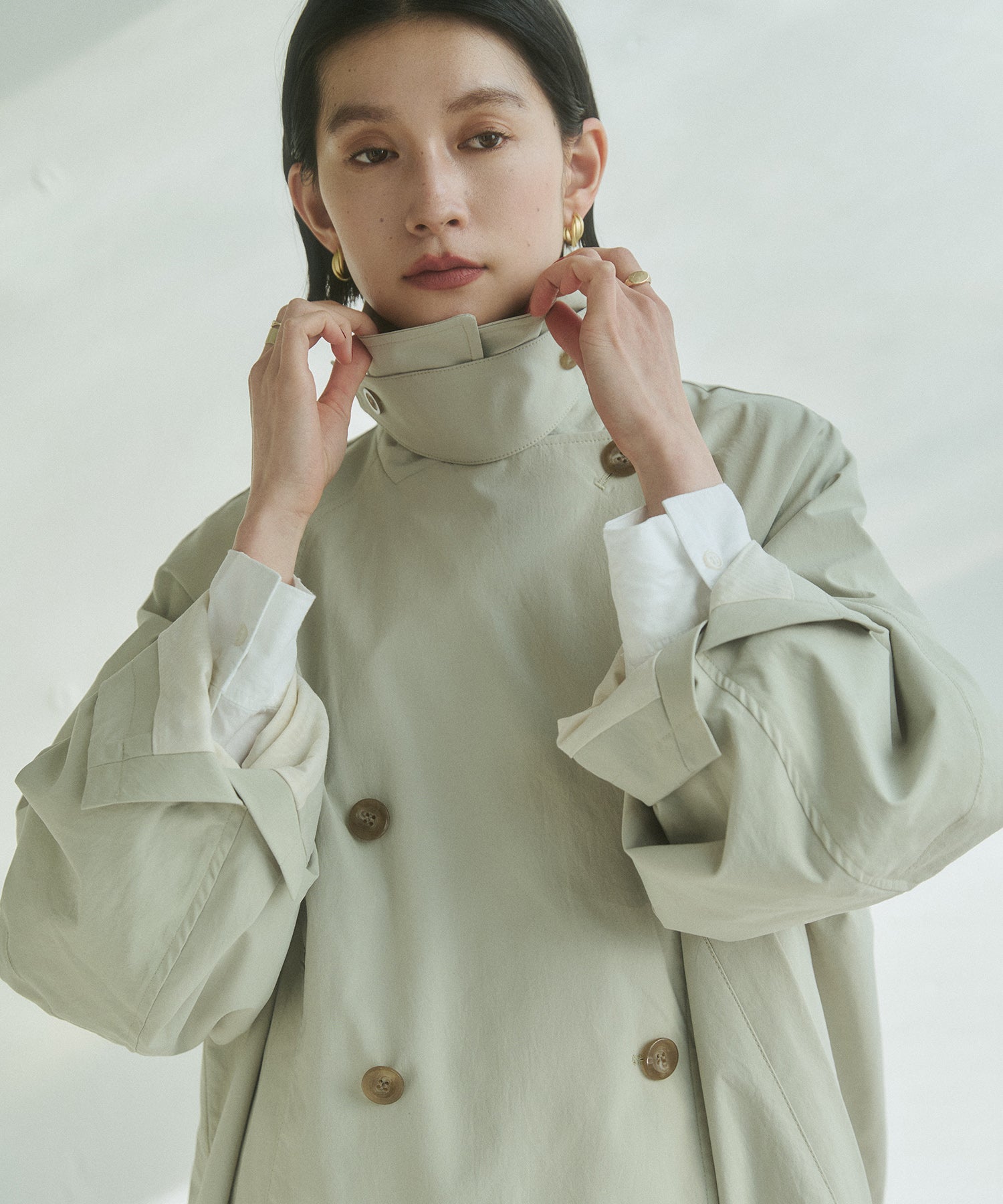ストレッチポリエステル トレンチコート