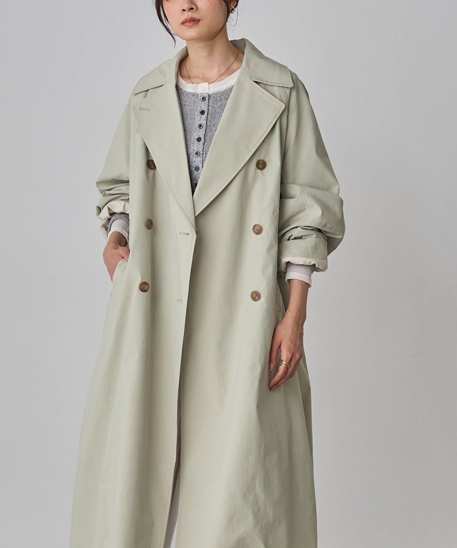 STRETCH POLYESTER TRENCH COAT