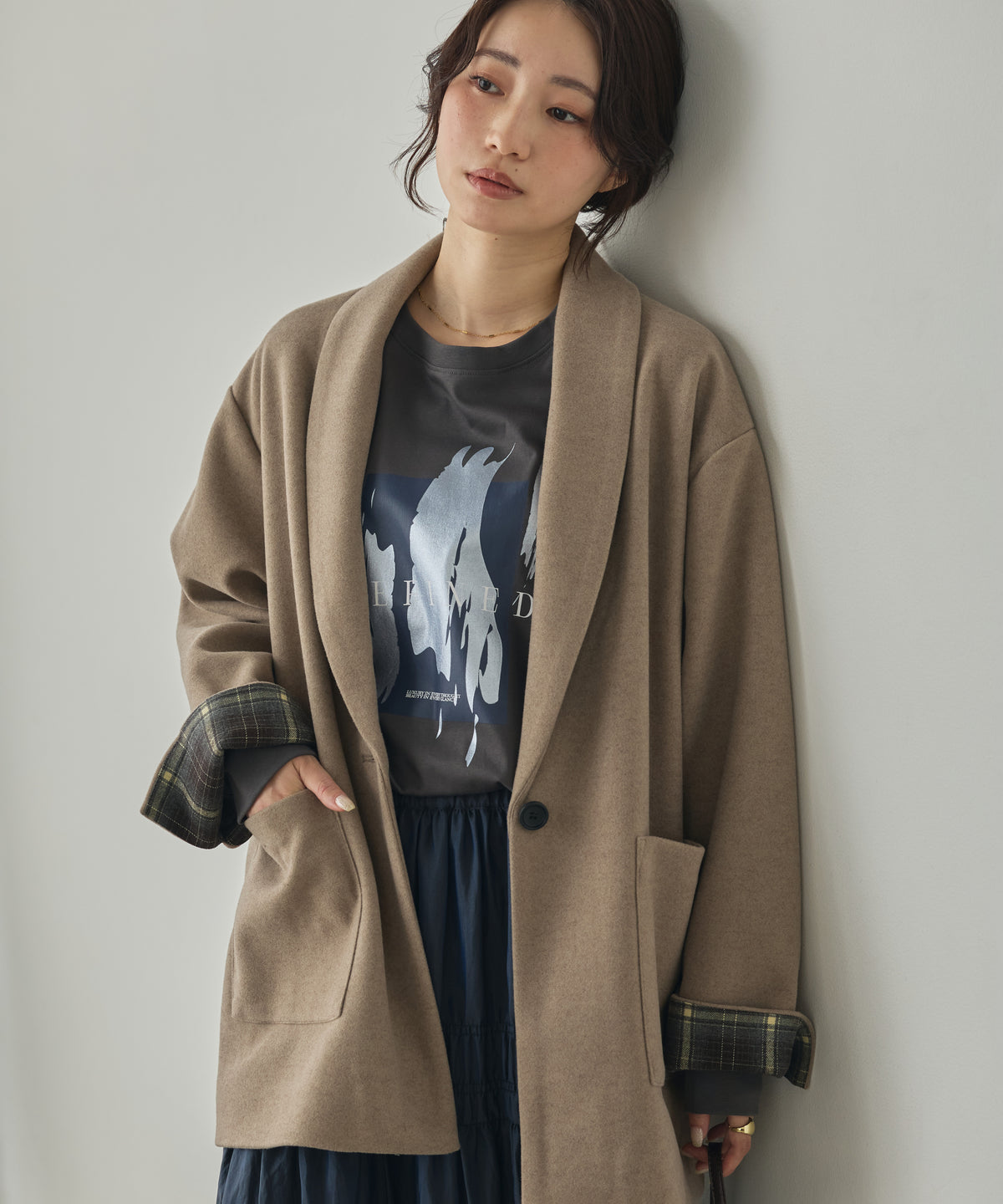 WOOL-LIKE SHAWL-COLLAR COAT