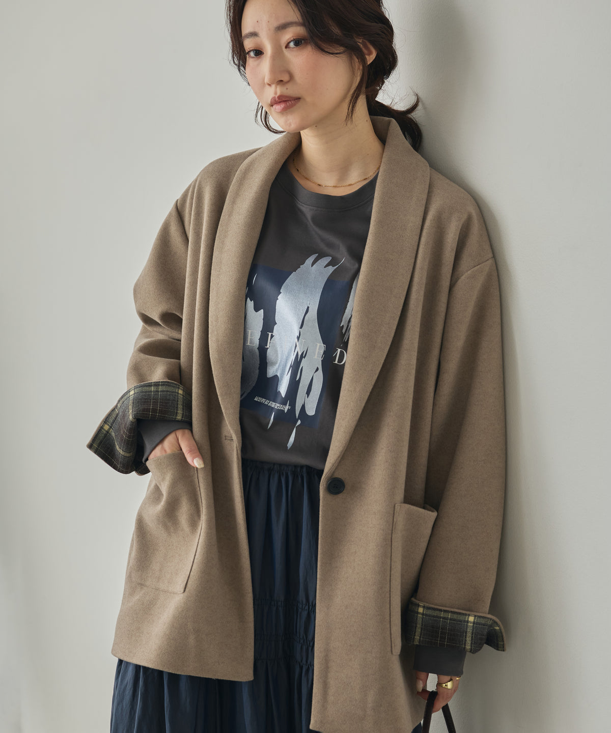 WOOL-LIKE SHAWL-COLLAR COAT