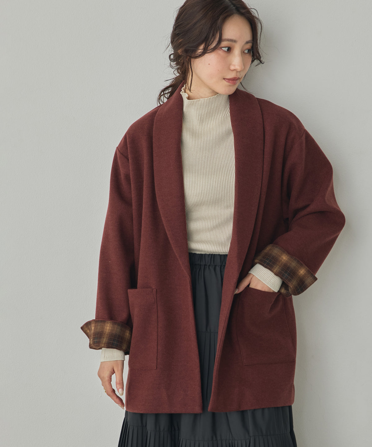 WOOL-LIKE SHAWL-COLLAR COAT