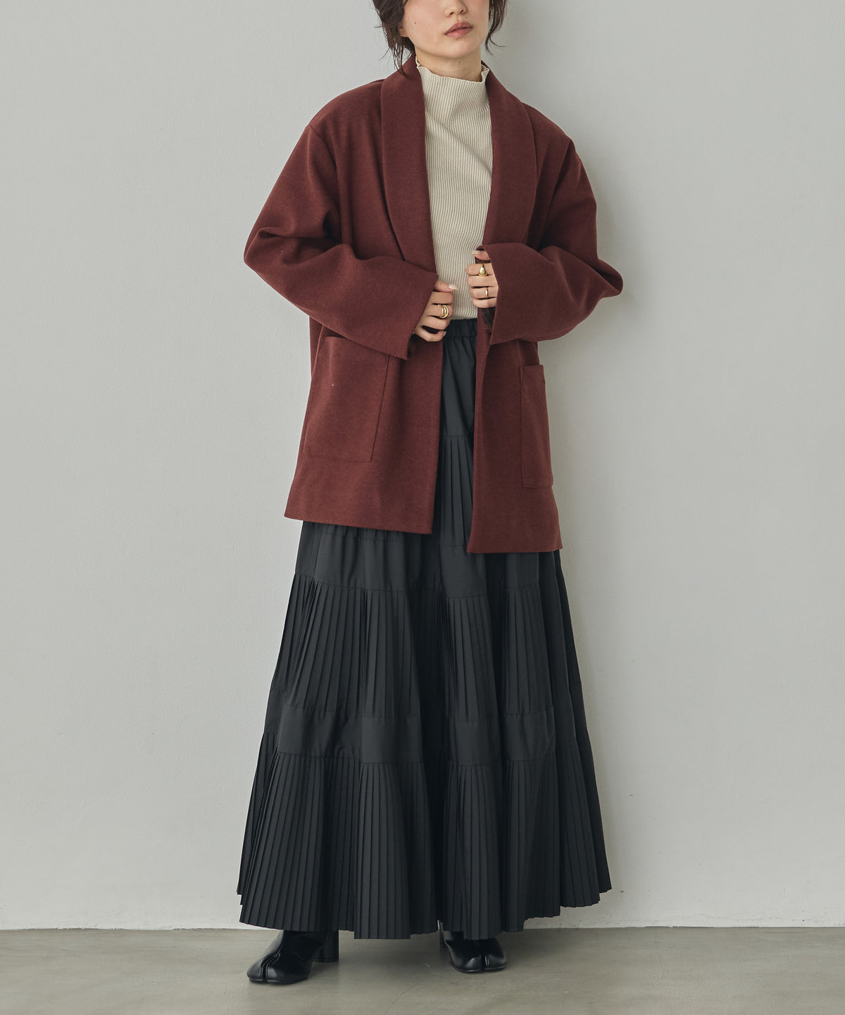 WOOL-LIKE SHAWL-COLLAR COAT