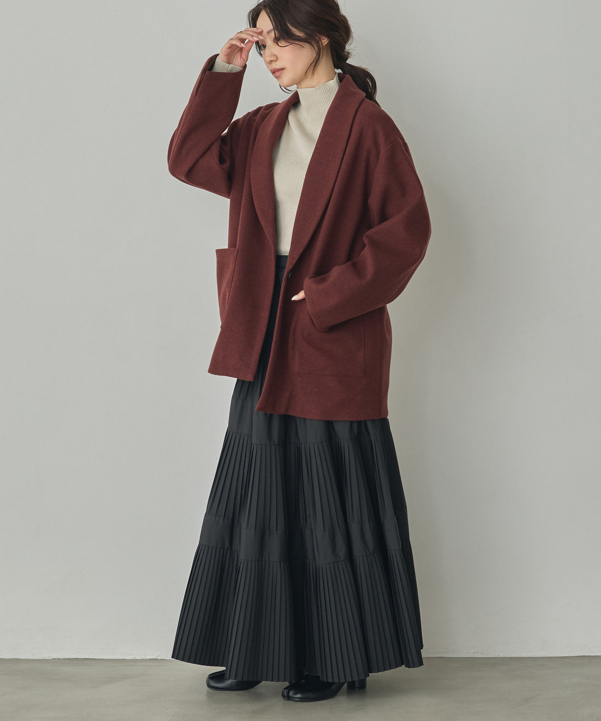 WOOL-LIKE SHAWL-COLLAR COAT