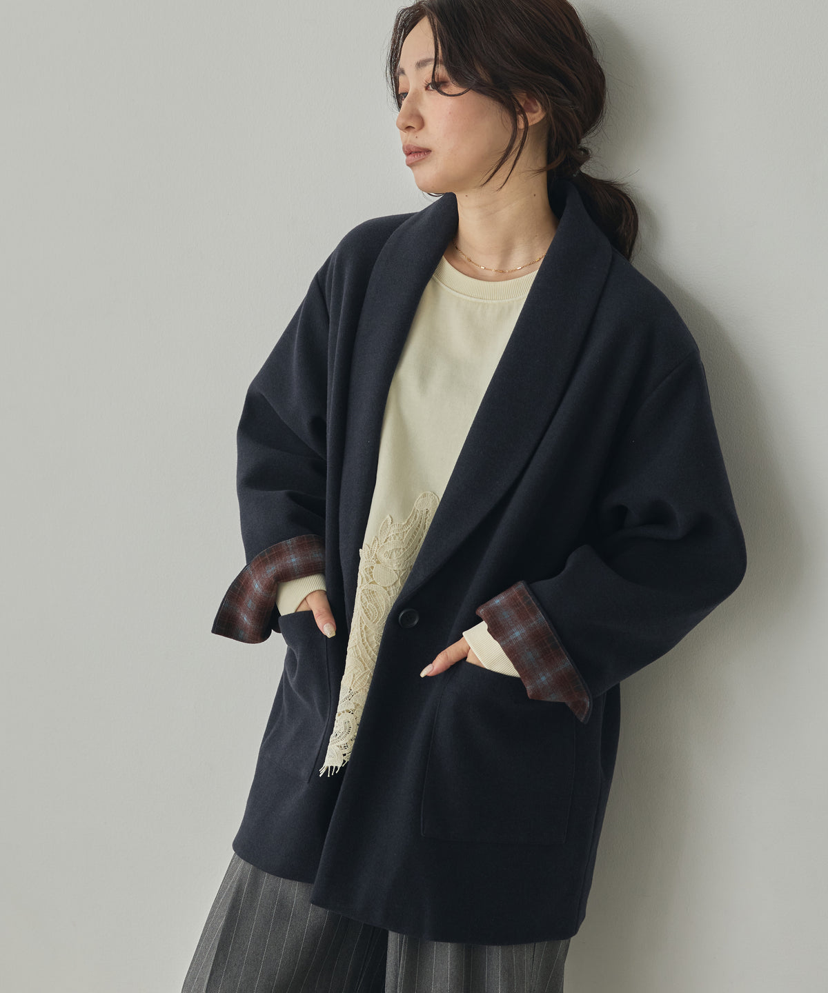 WOOL-LIKE SHAWL-COLLAR COAT