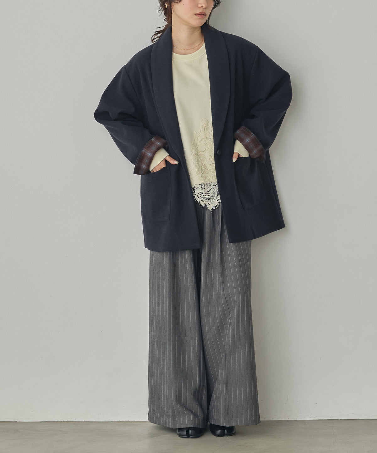 WOOL-LIKE SHAWL-COLLAR COAT