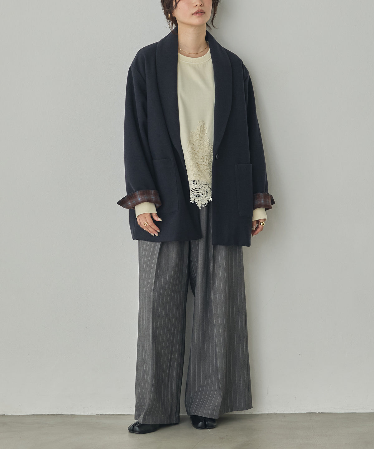 WOOL-LIKE SHAWL-COLLAR COAT