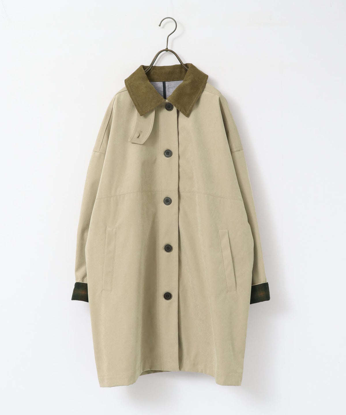 COLOUR-BLOCKED COLLAR BONDED STAND-UP COLLAR COAT