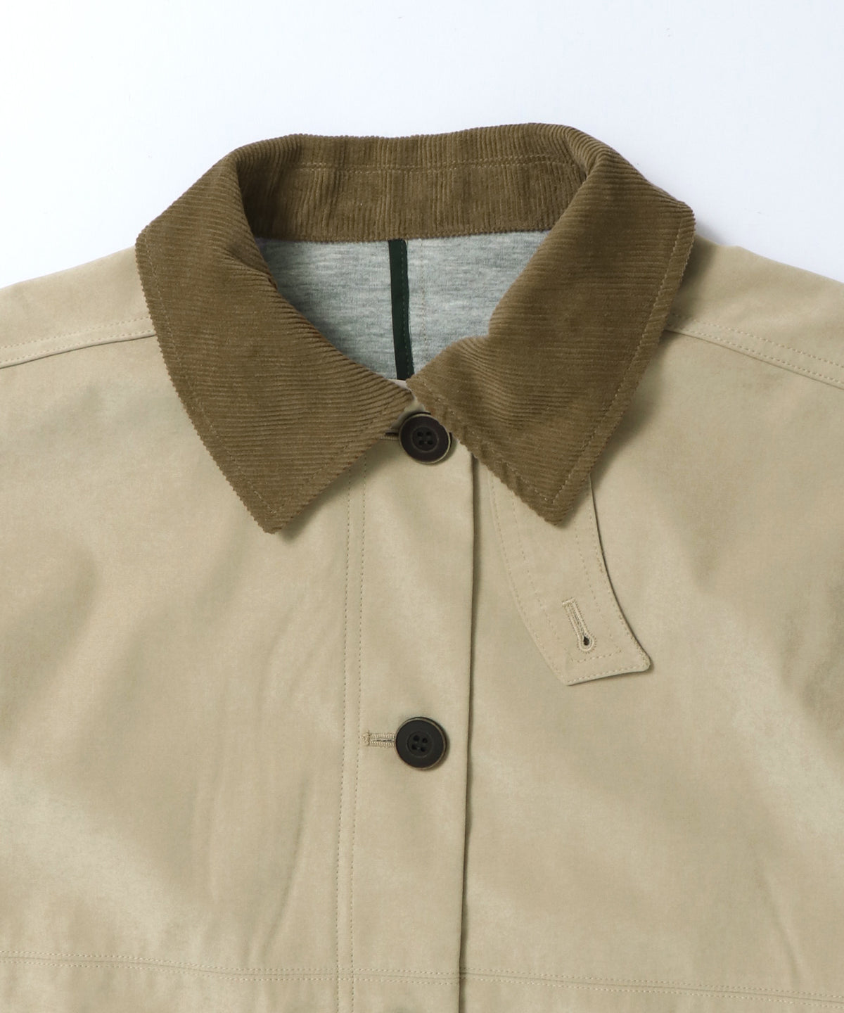 COLOUR-BLOCKED COLLAR BONDED STAND-UP COLLAR COAT