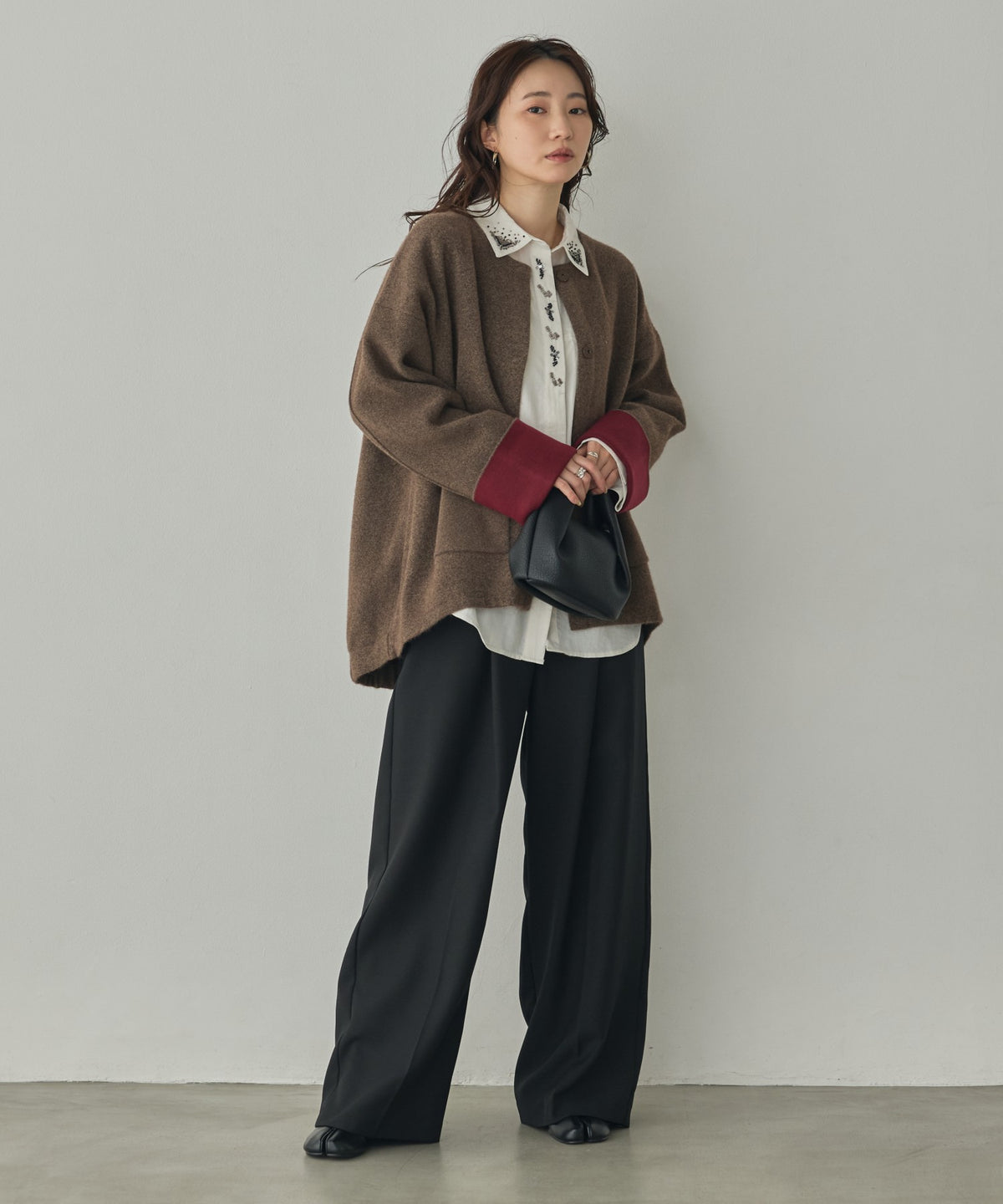 CASHMERE-TOUCH COLLARLESS KNIT COAT