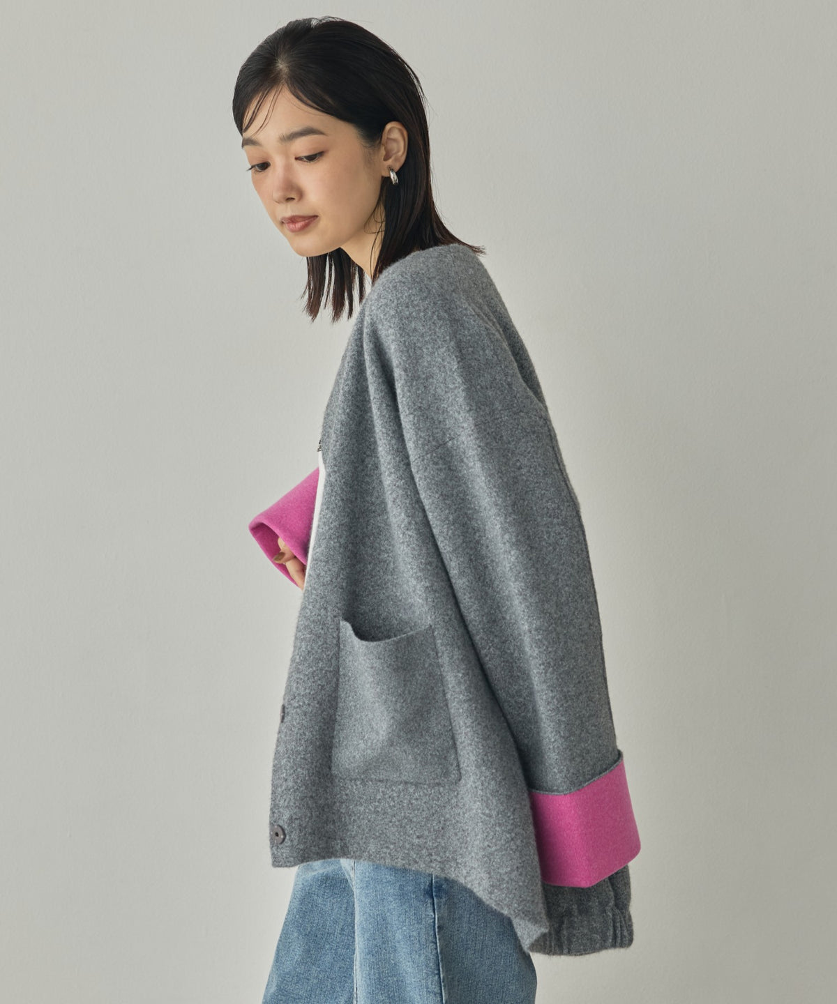 CASHMERE-TOUCH COLLARLESS KNIT COAT