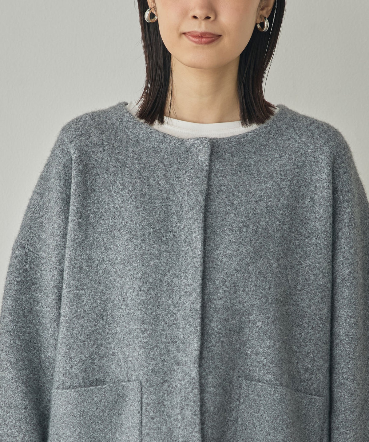 CASHMERE-TOUCH COLLARLESS KNIT COAT