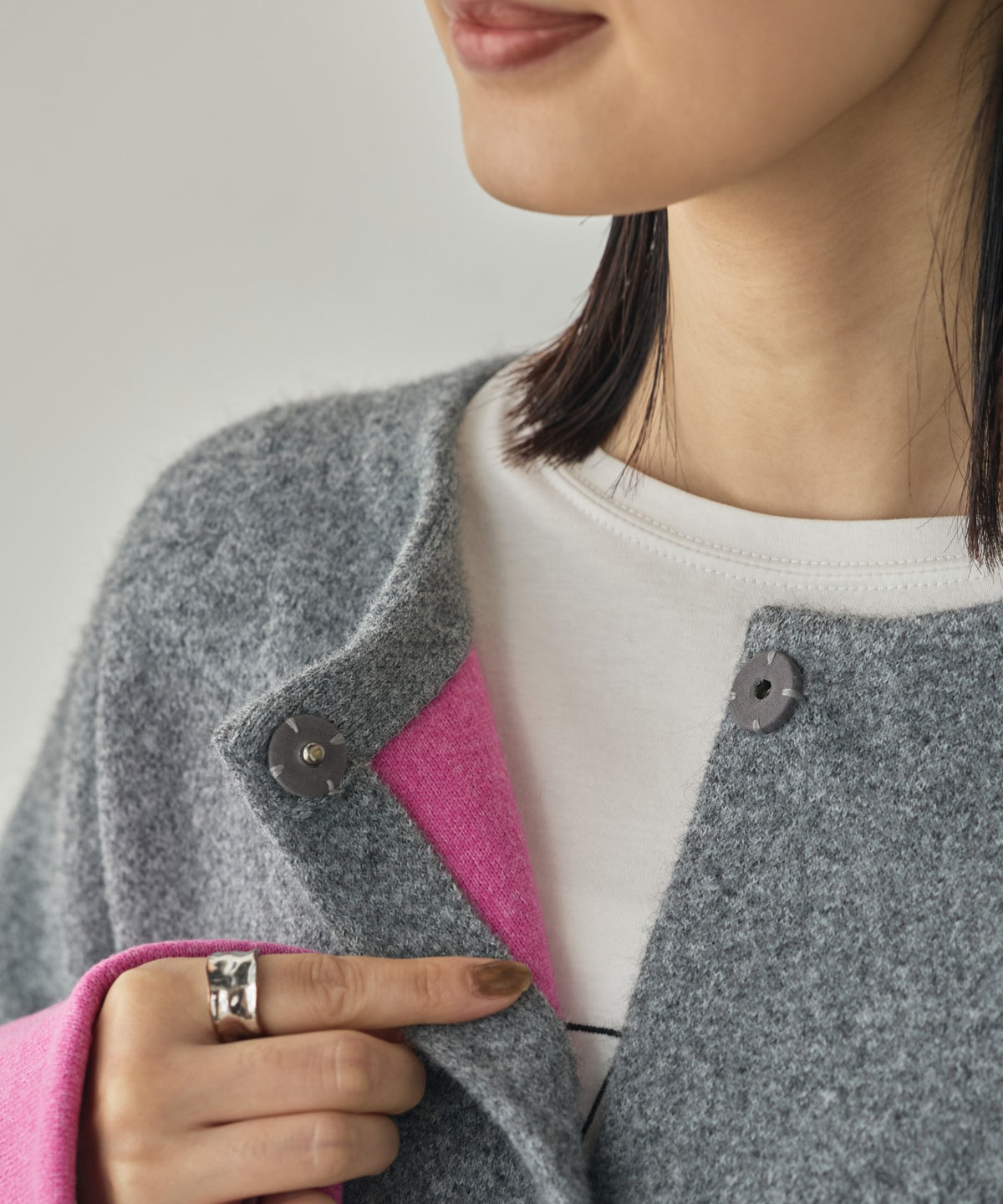 CASHMERE-TOUCH COLLARLESS KNIT COAT