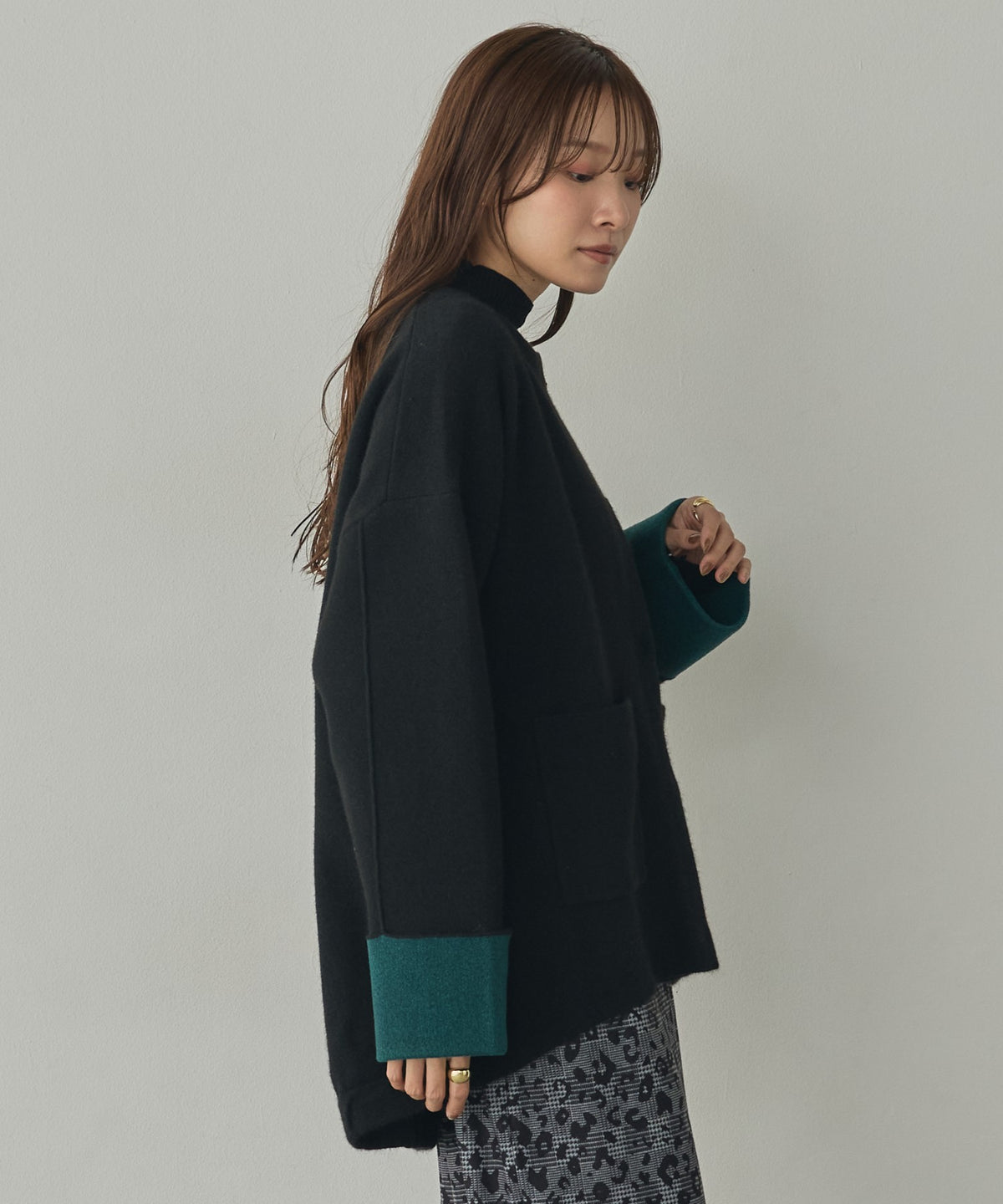 CASHMERE-TOUCH COLLARLESS KNIT COAT