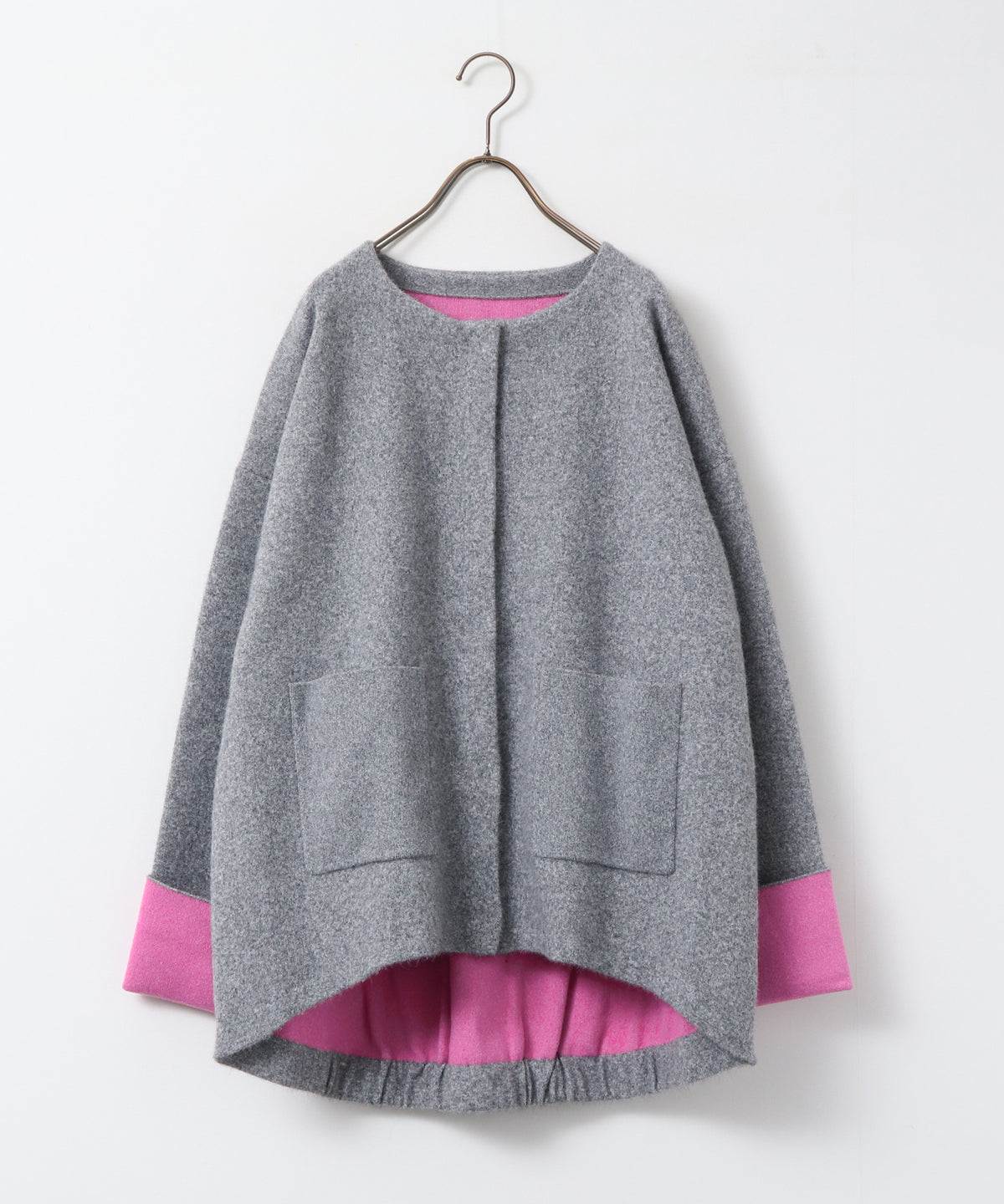 CASHMERE-TOUCH COLLARLESS KNIT COAT