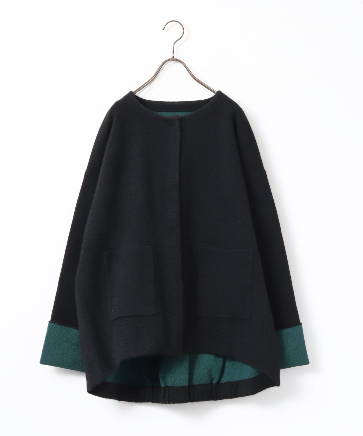CASHMERE-TOUCH COLLARLESS KNIT COAT