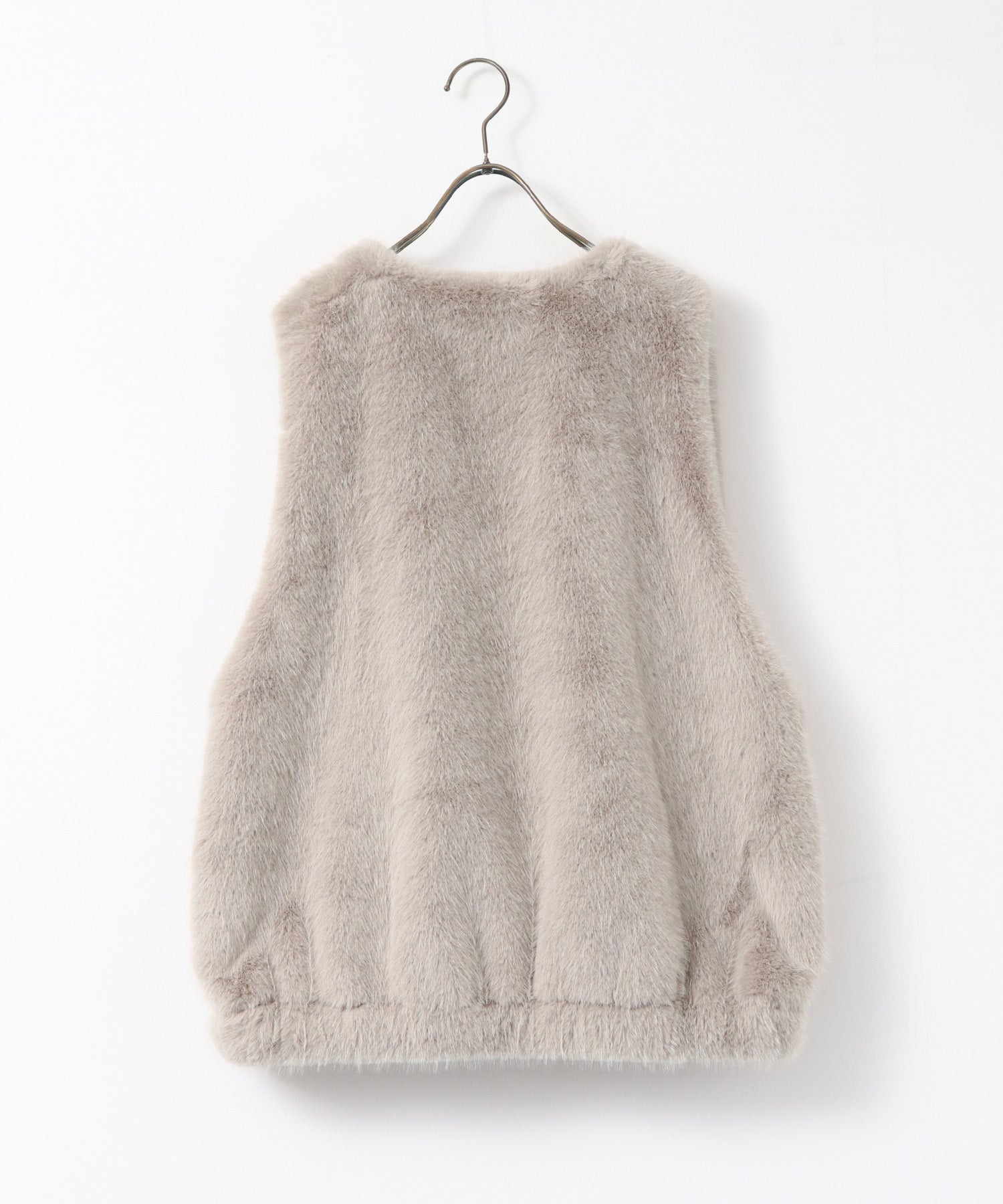 MIDI-LENGTH V-NECK FAUX FUR VEST