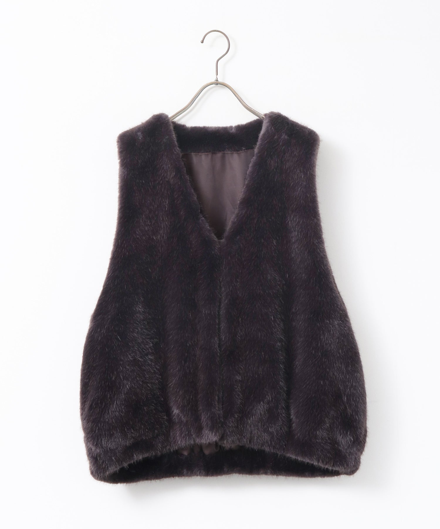 MIDI-LENGTH V-NECK FAUX FUR VEST