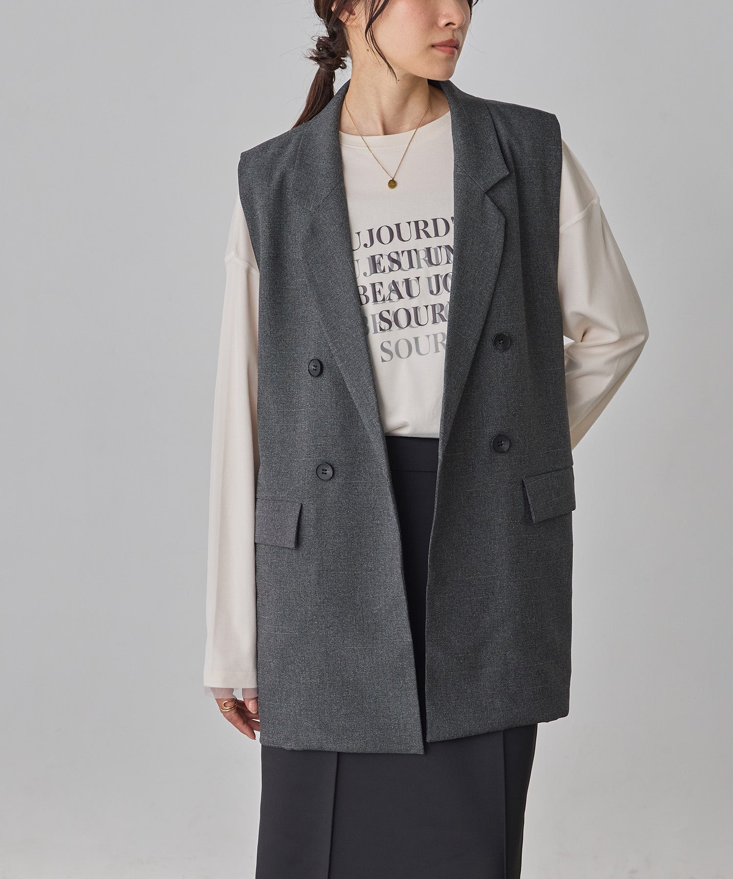 [LIMITED] [SETUP] HEATHER TONE MIDI GILET